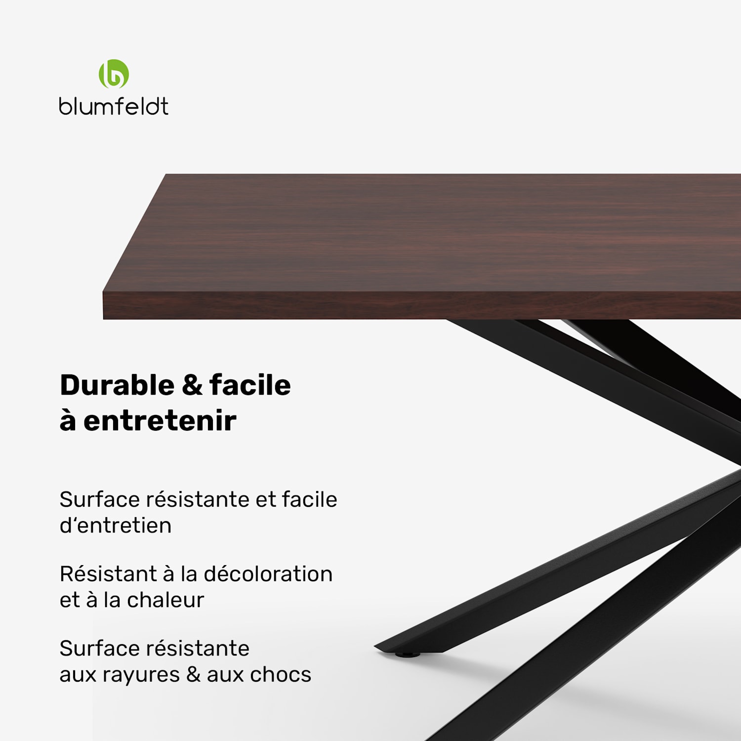 Set de table à manger Bearsdon | Plateau & pieds de table en métal | Style industriel | stable | moderne 200 x 100 | Teck