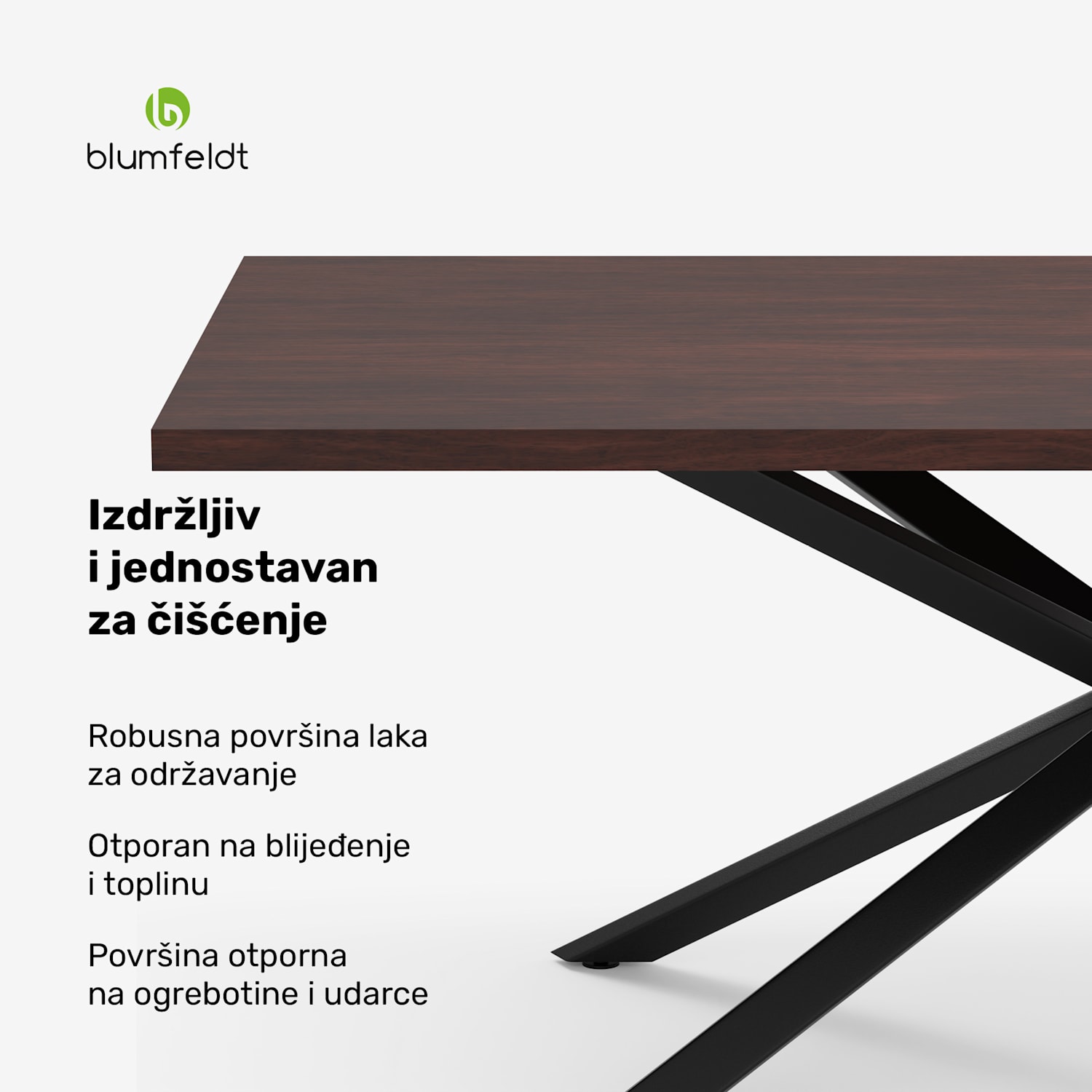 Bearsdon set blagovaonskog stola | ploča stola i metalne noge | industrijski stil | stabilan | moderan 200 x 100 | Tikovina