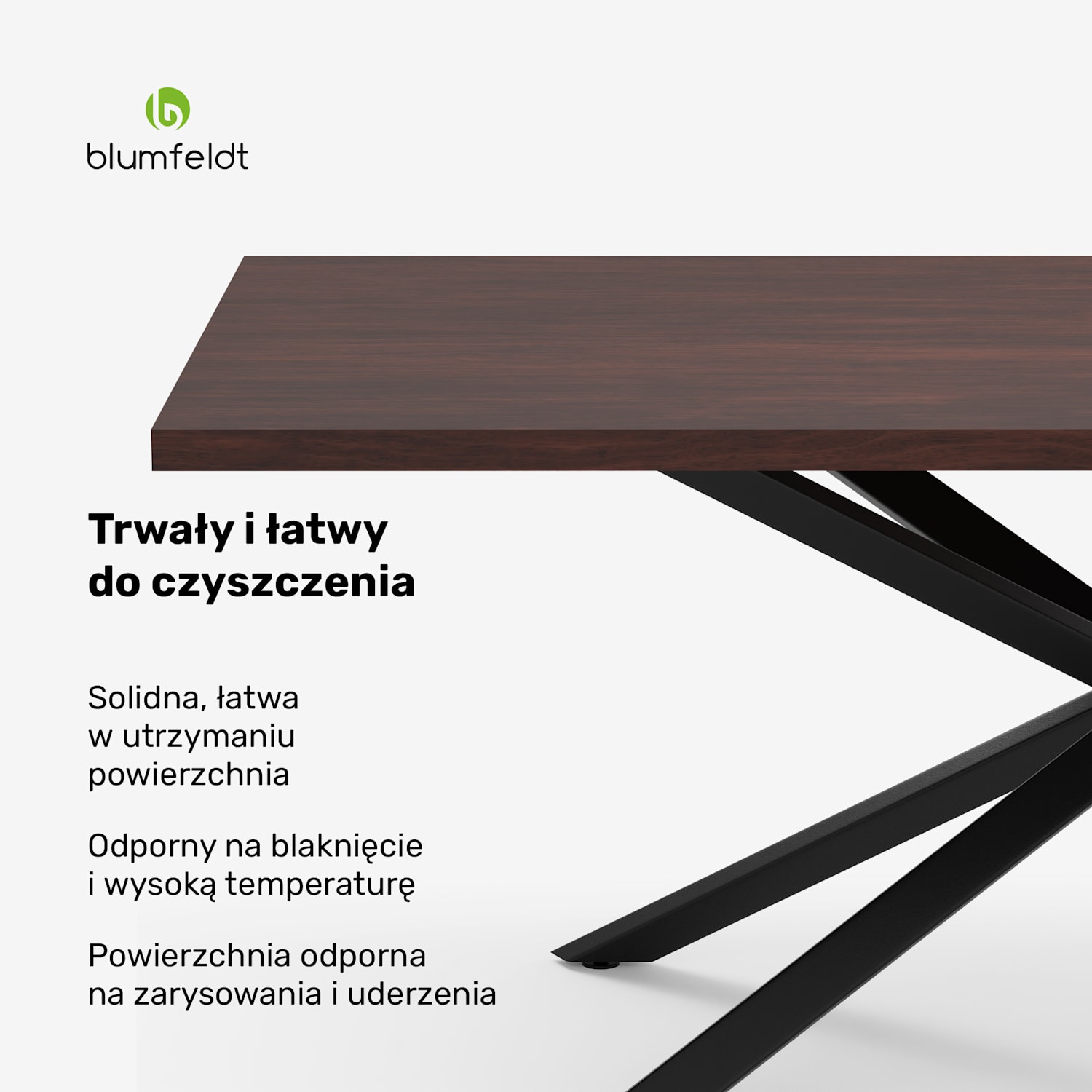 Bearsdon zestaw stołu jadalnianego | blat i metalowe nogi stołu | styl industrialny | stabilny | nowoczesny 200 x 100 | Drewno Tekowe