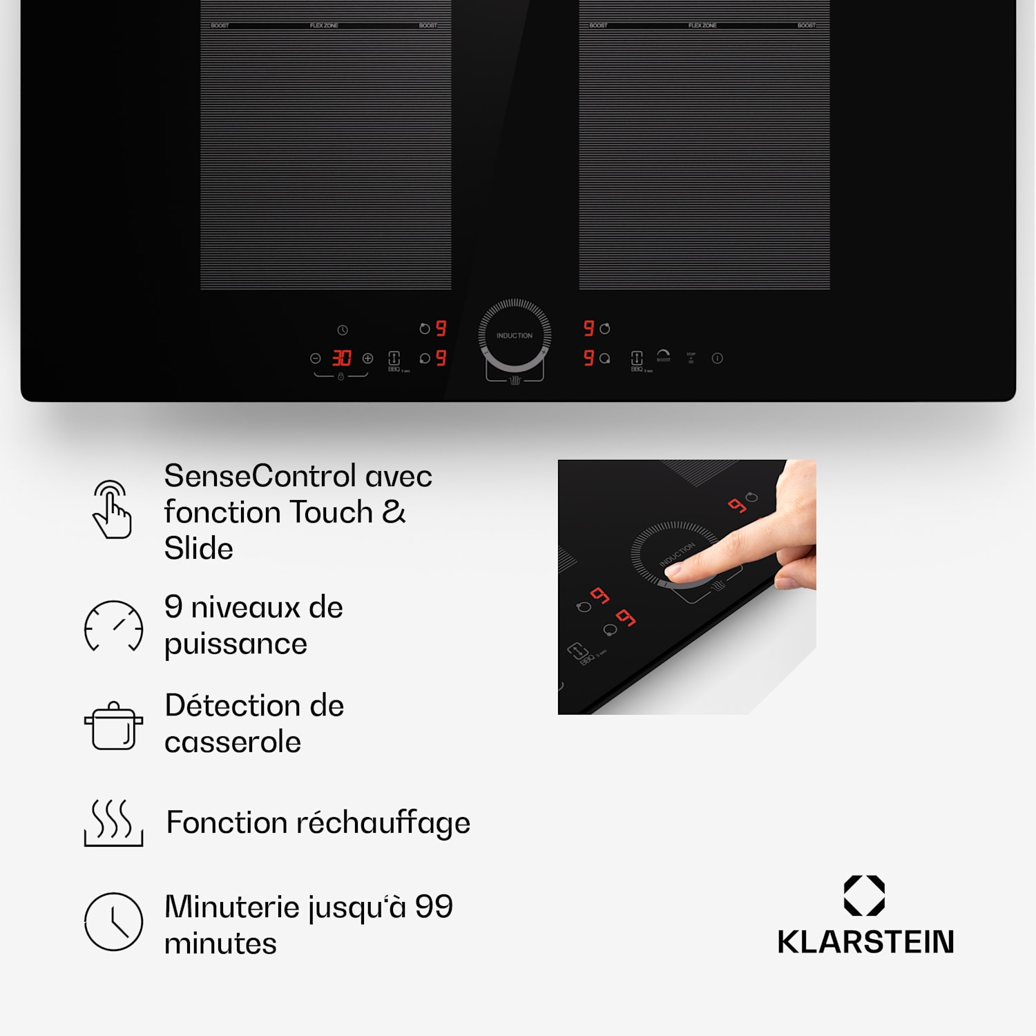 Gourmet-Duo | Hotte aspirante & table de cuisson à induction | puissant & moderne 