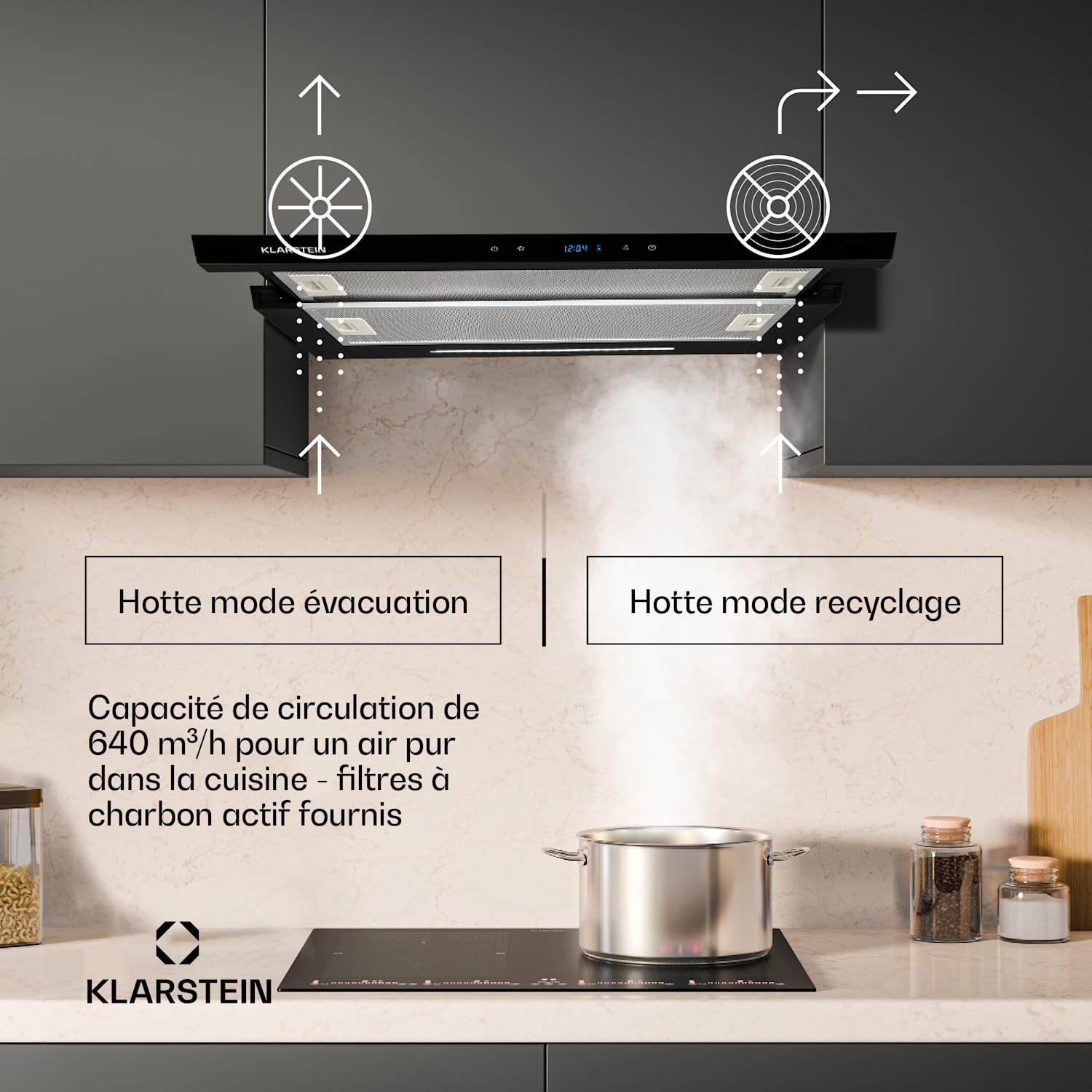 Gourmet-Duo | Hotte aspirante & table de cuisson à induction | puissant & moderne 