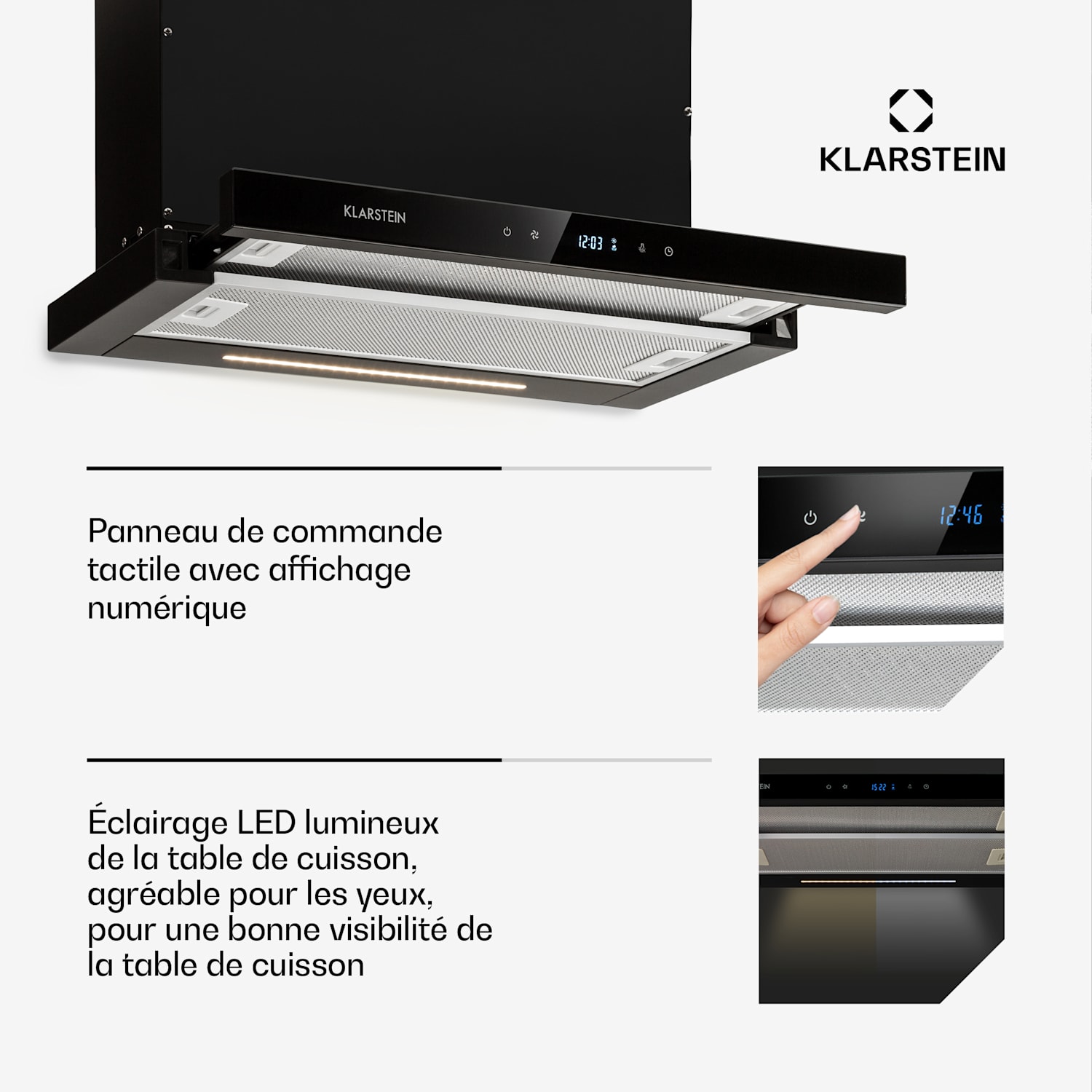 Gourmet-Duo | Hotte aspirante & table de cuisson à induction | puissant & moderne 