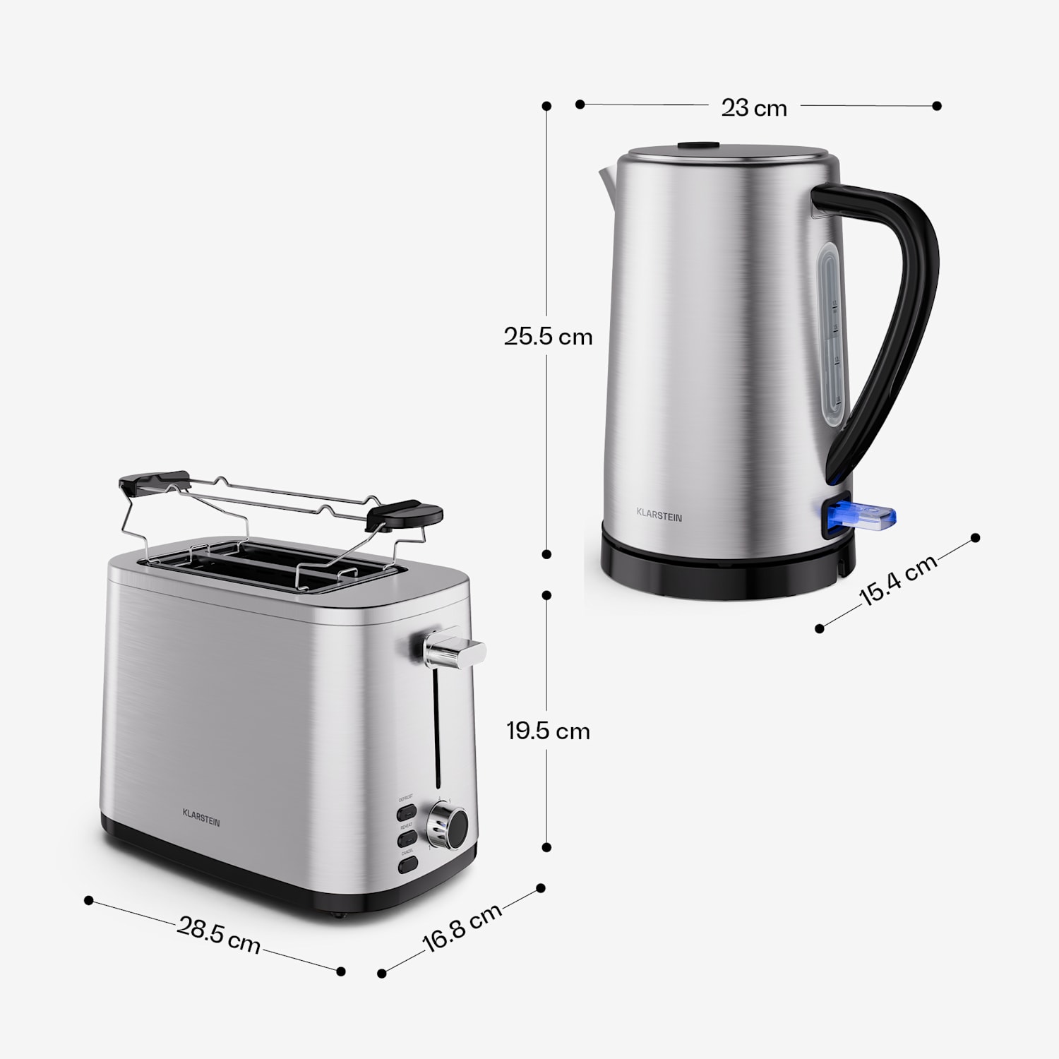 Verosteel - Set base per la colazione | Tostapane a 2 fessure & bollitore | 1,7 l set da 2