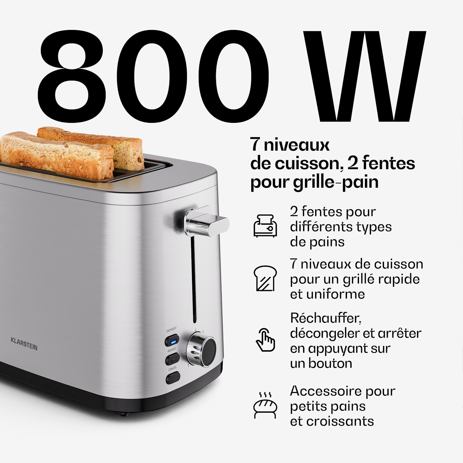 Verosteel basis ontbijtset | 2 sleuven broodrooster & waterkoker | 1,7 l Set van 2