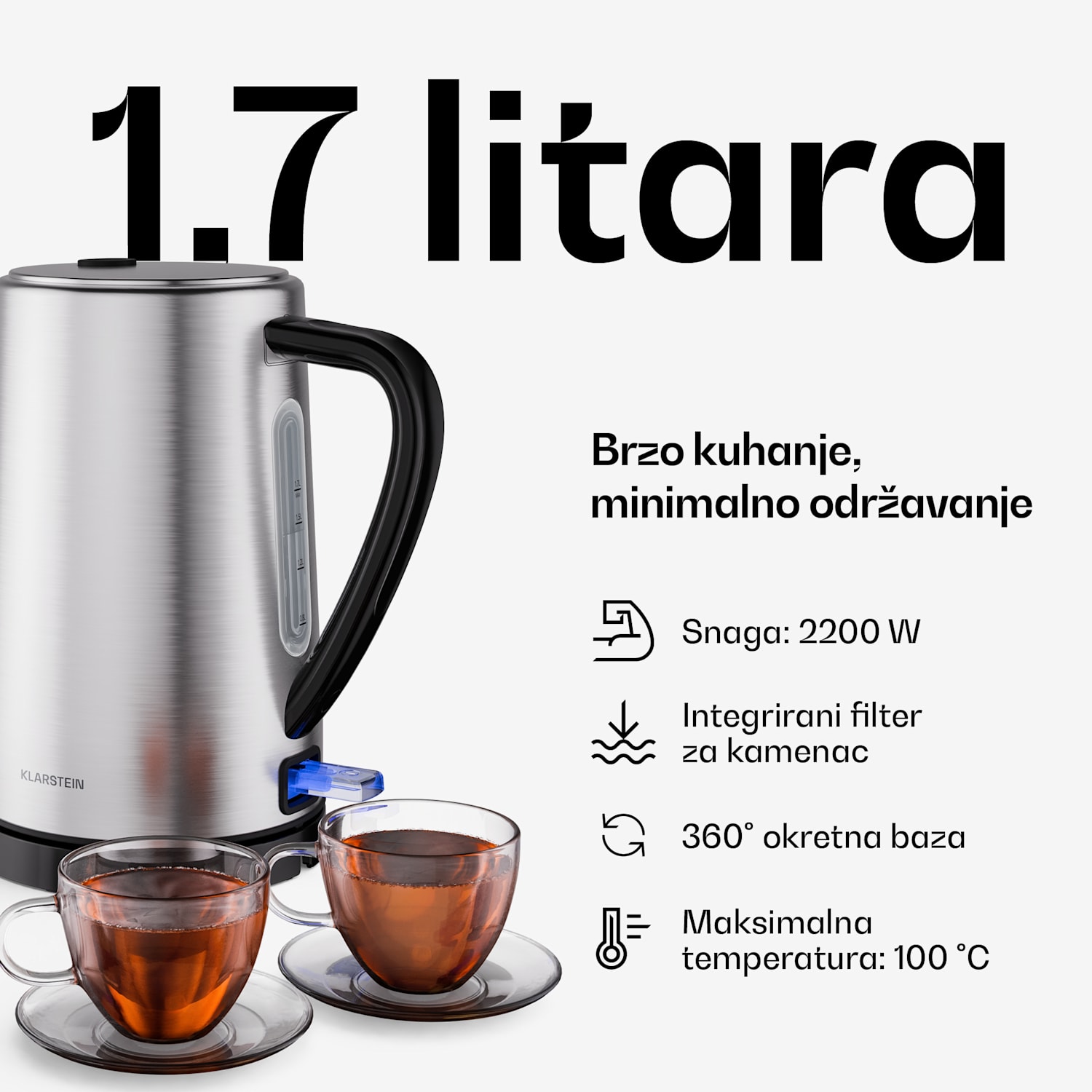 Verosteel Basic set za doručak | Toster i kuhalo za vodu s 2 utora | 1,7 L 2er-Set