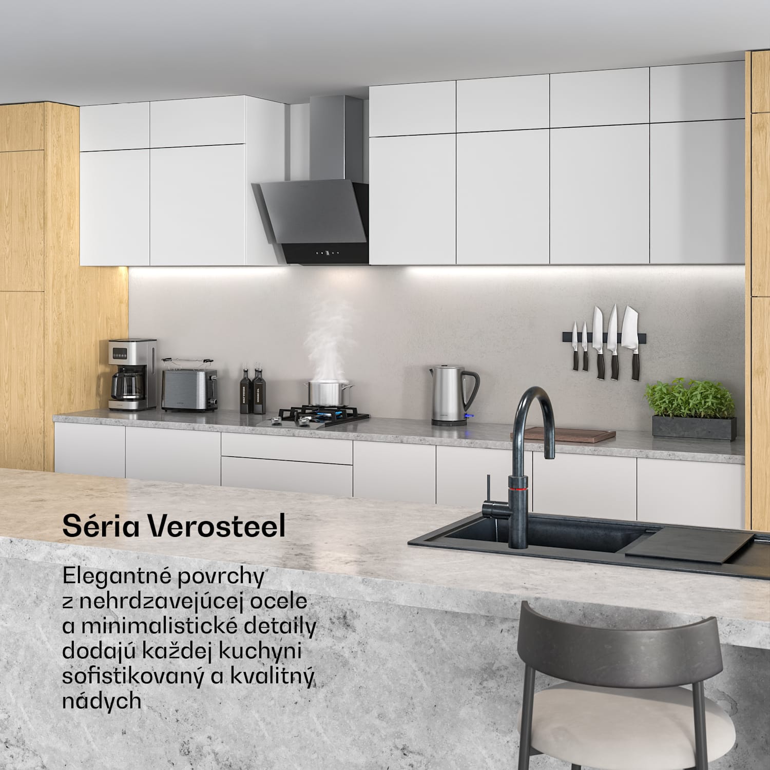 Verosteel základná raňajková súprava | 2-štrbinový hriankovač a rýchlovarná kanvica | 1,7 l Sada 2 kusov