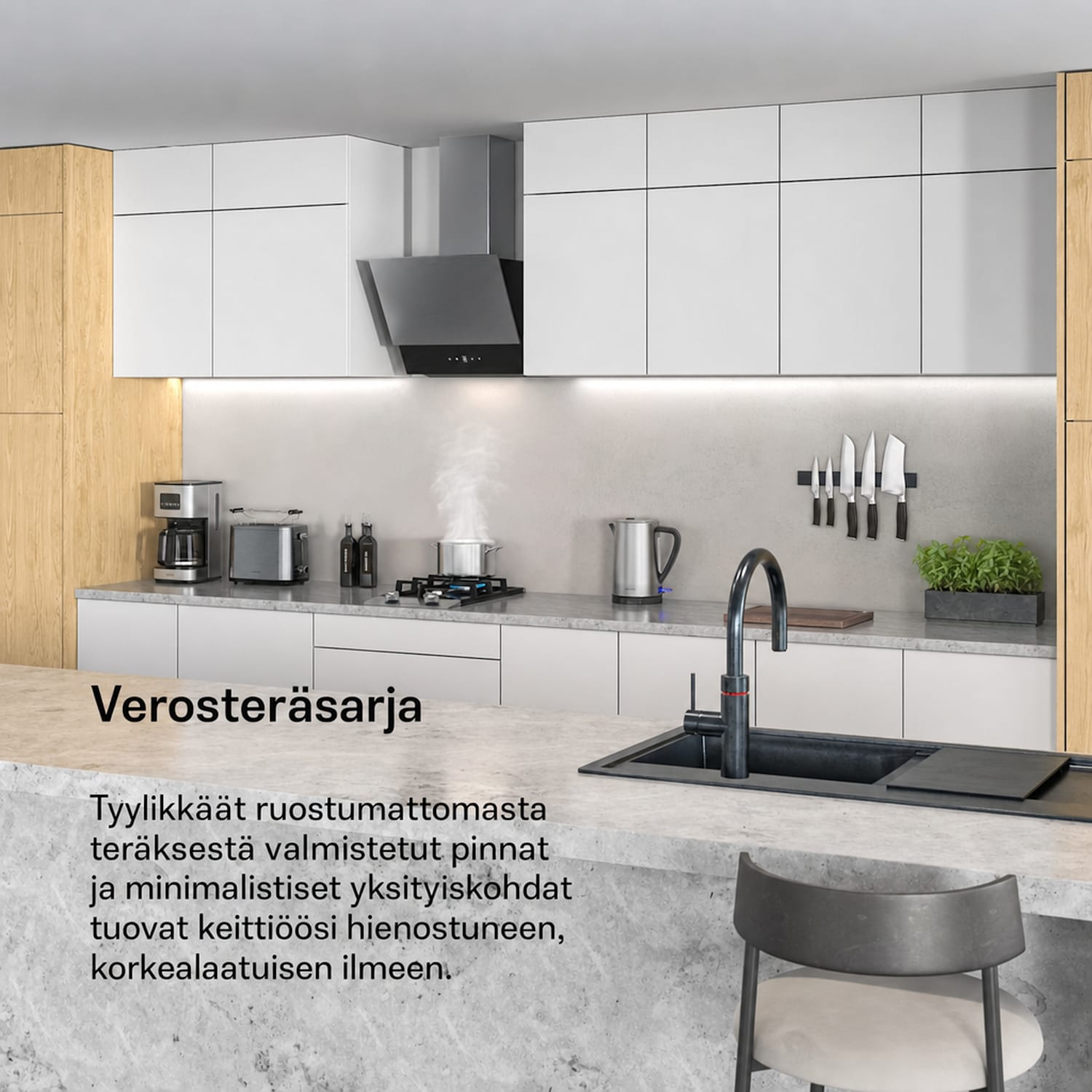 Verosteel aamiaissetti | Leivänpaahdin, vedenkeitin, kahvinkeitin | 12 kupin kapasiteetti 3er-Set