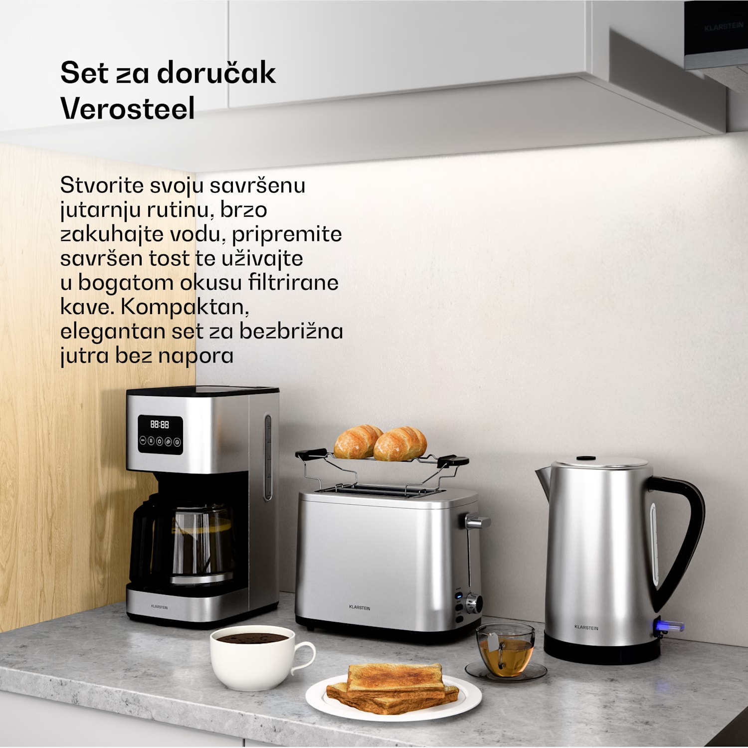 Verosteel set za doručak, toster, kuhalo za vodu i aparat za kavu  3er-Set