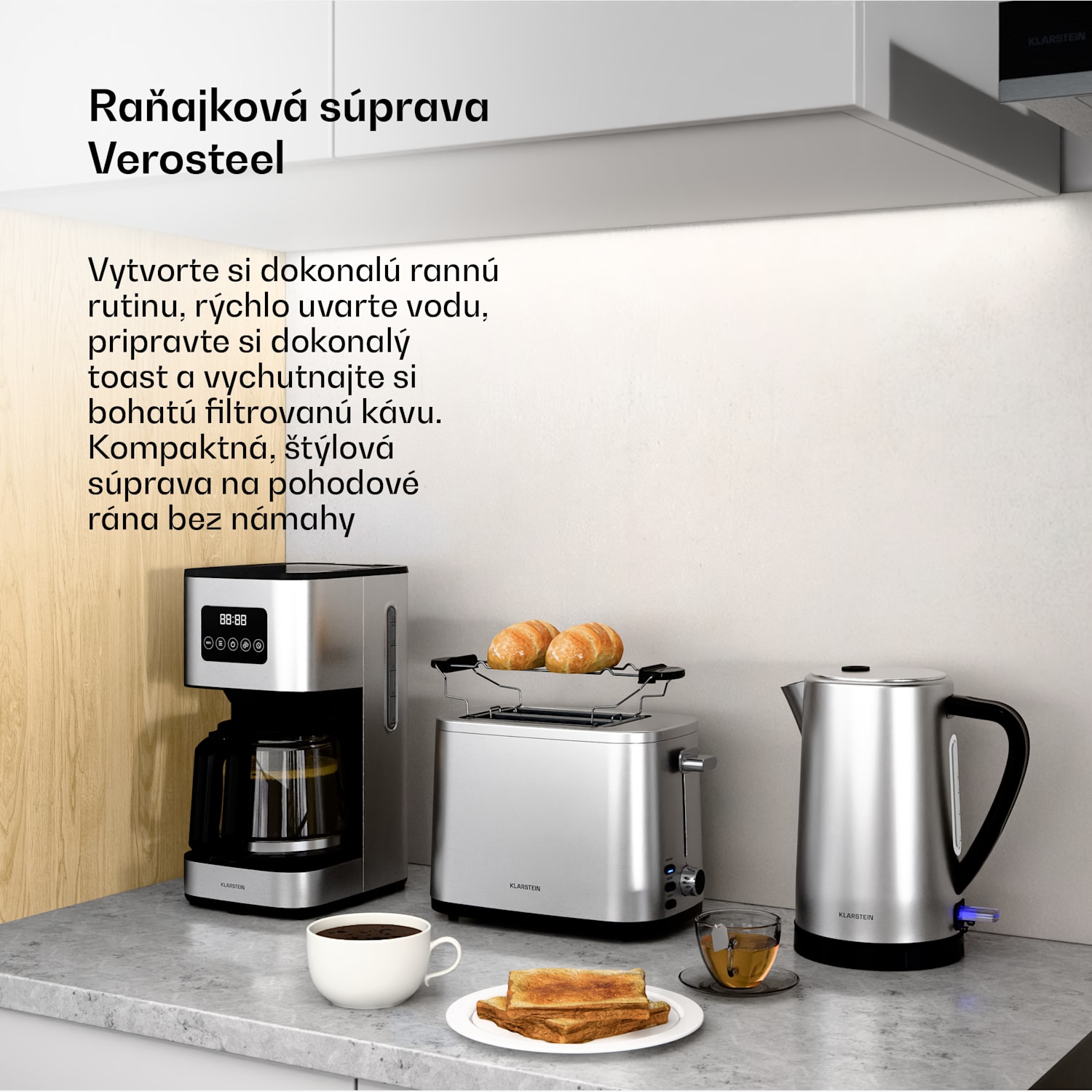 Verosteel raňajaková sada, hriankovač, kanvica a kávovar  3er-Set