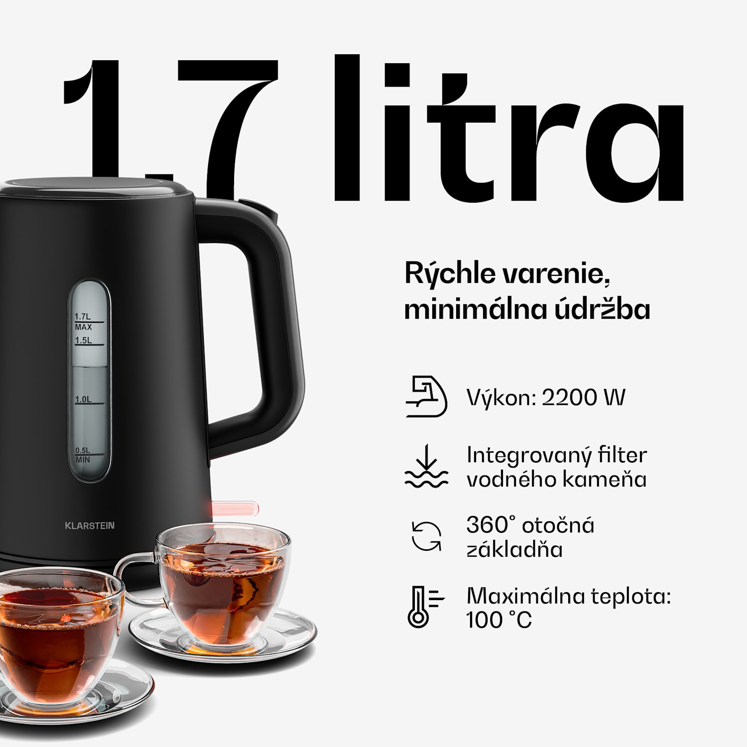 Velaire základná raňajková súprava | 2-štrbinový hriankovač a rýchlovarná kanvica | 800 W | 1,7 l Sada 2 kusov