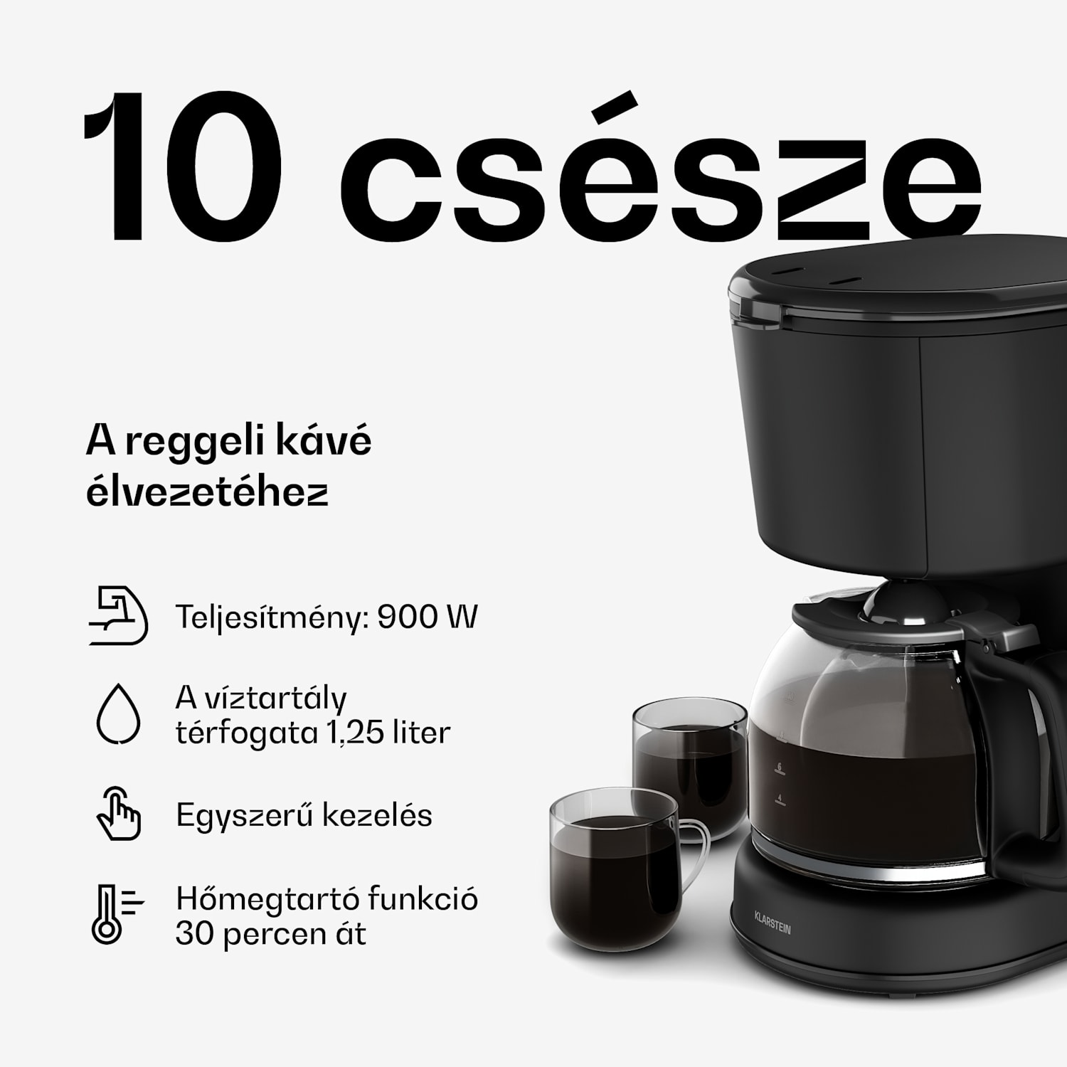 Velaire reggeliző szett | kenyérpirító, vízforraló és kávéfőző | 800 W | 10 csésze | 1,7 l 3er-Set