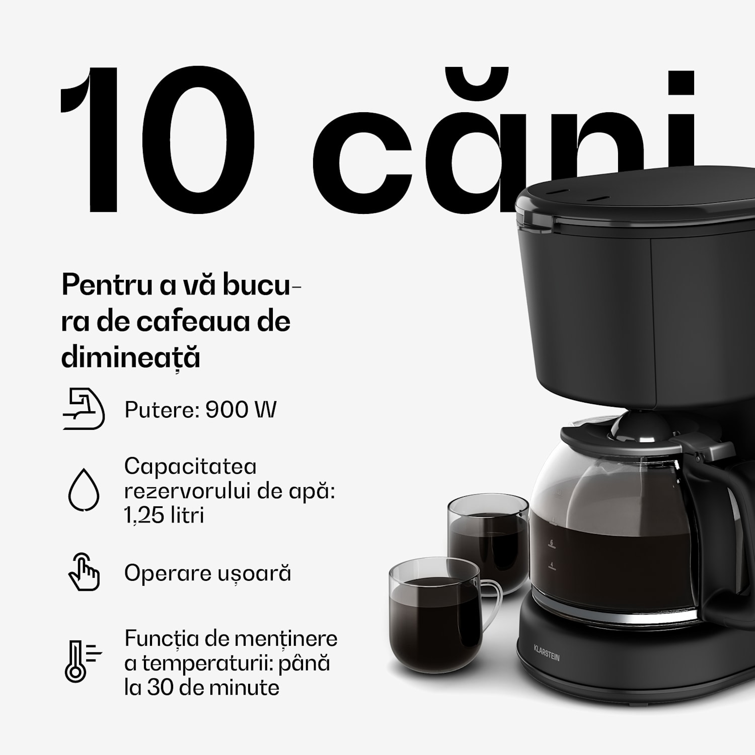 Set de mic dejun Velaire | prăjitor de pâine, fierbător electric și aparat de cafea | 800 W | 10 cești | 1,7 l 3er-Set