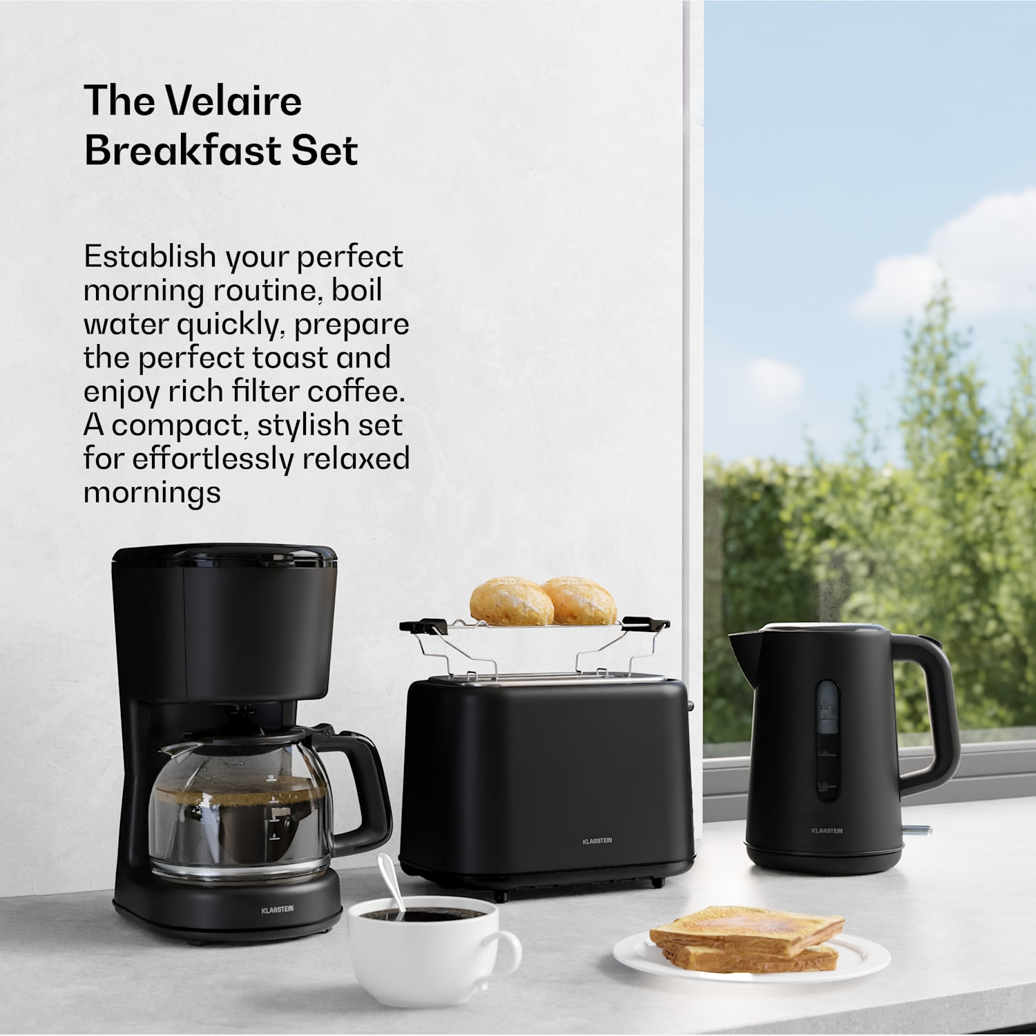 Velaire breakfast set | Toaster, kettle & coffee machine | 800 W | 10 cups | 1.7 l 