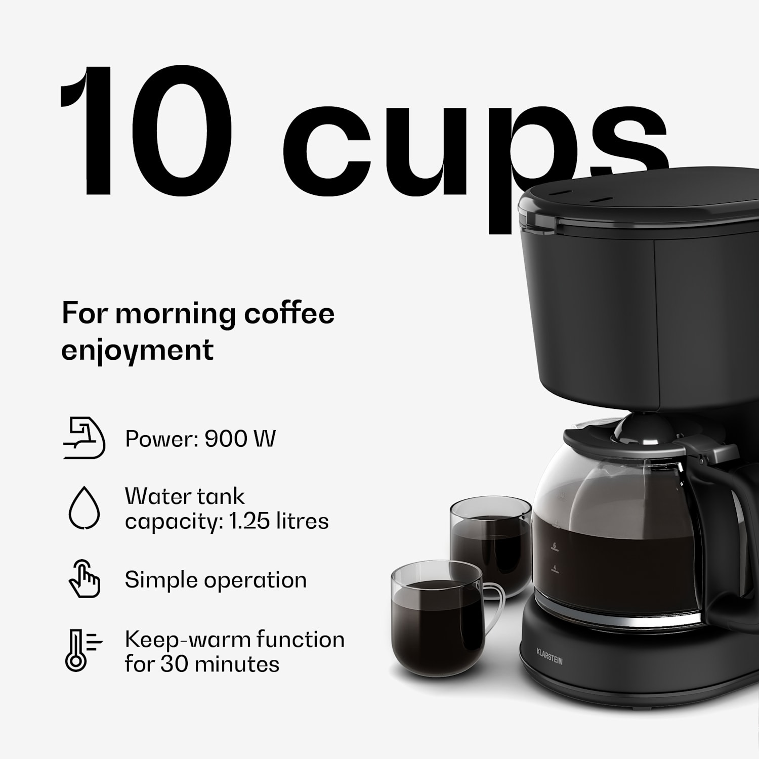 Velaire breakfast set | Toaster, kettle & coffee machine | 800 W | 10 cups | 1.7 l 