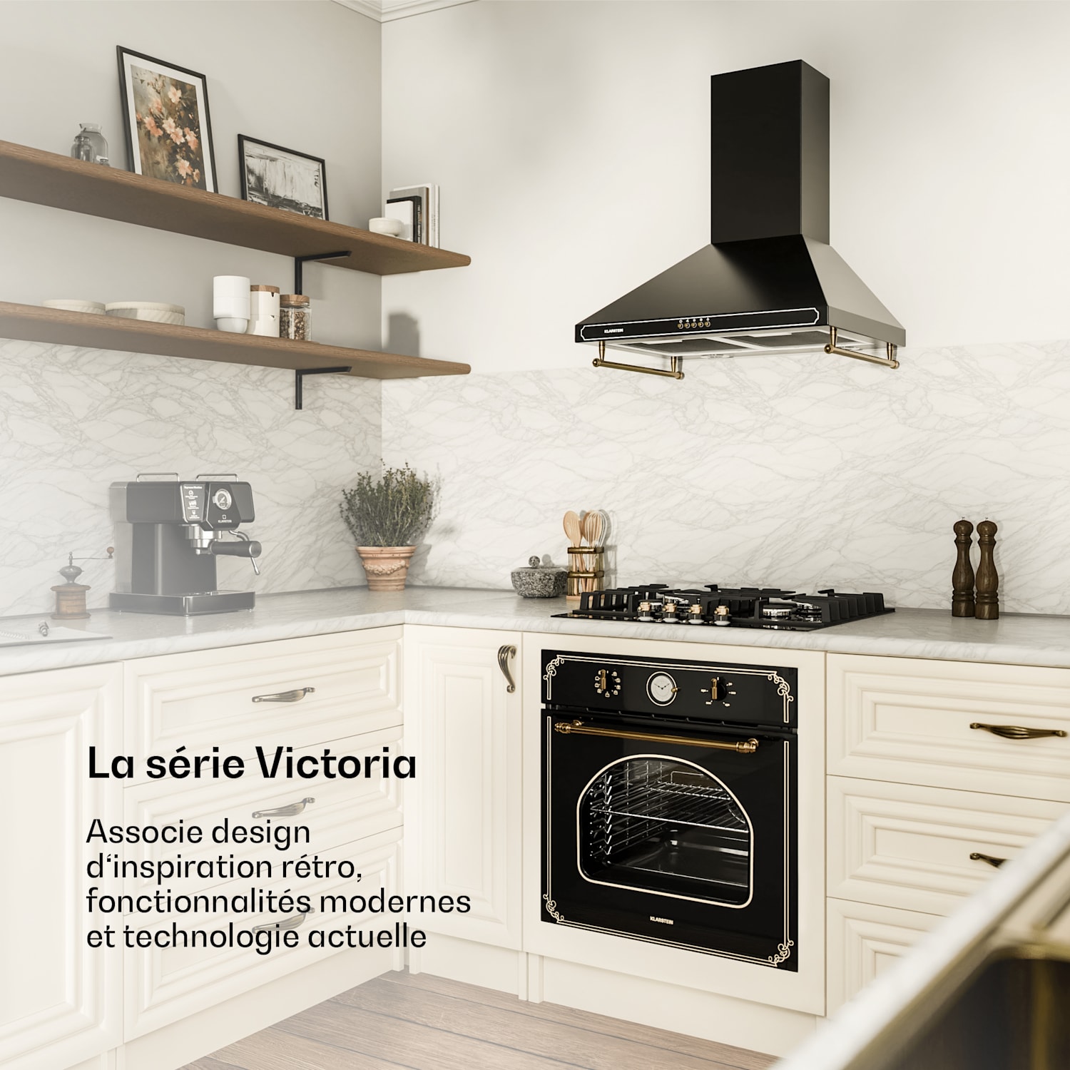 Victoria 60 Triple Set Gaz | Plaque de cuisson à gaz | Four | Hotte aspirante 