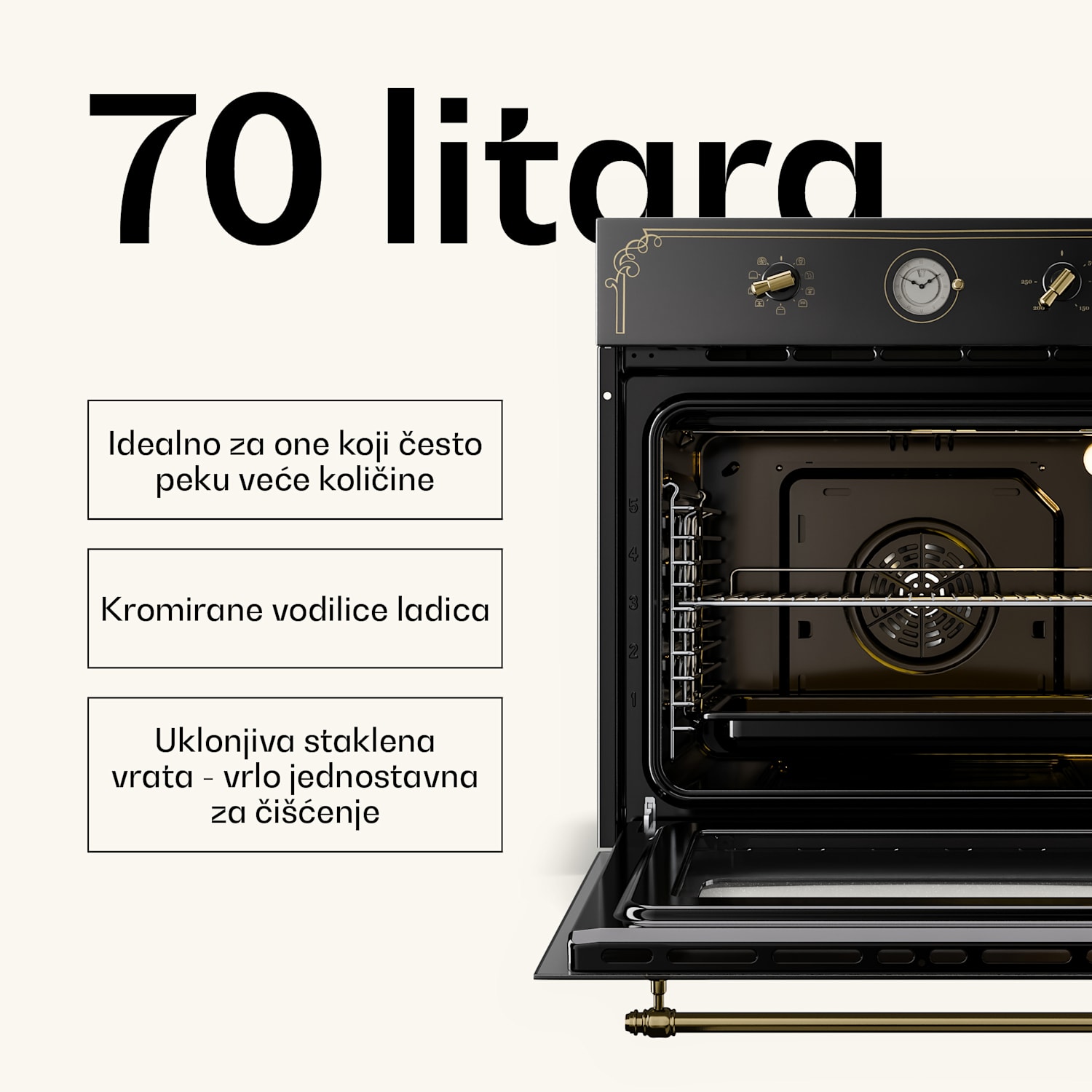 Victoria 60 Triple Set plin, Plinsko kuhalo, Pećnica, Napa za kuhanje 60 cm Plin | Crna