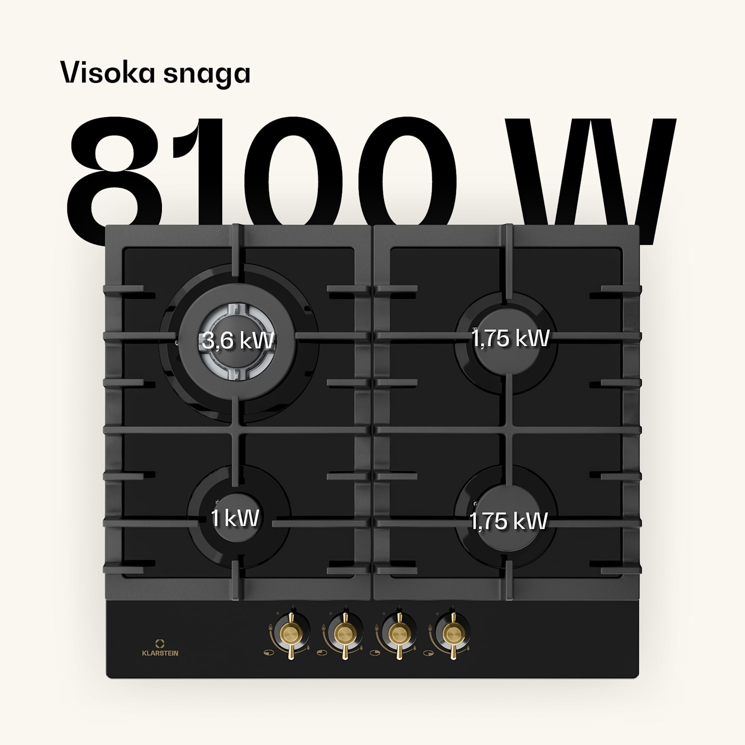 Victoria 60 Triple Set plin, Plinsko kuhalo, Pećnica, Napa za kuhanje 60 cm Plin | Crna