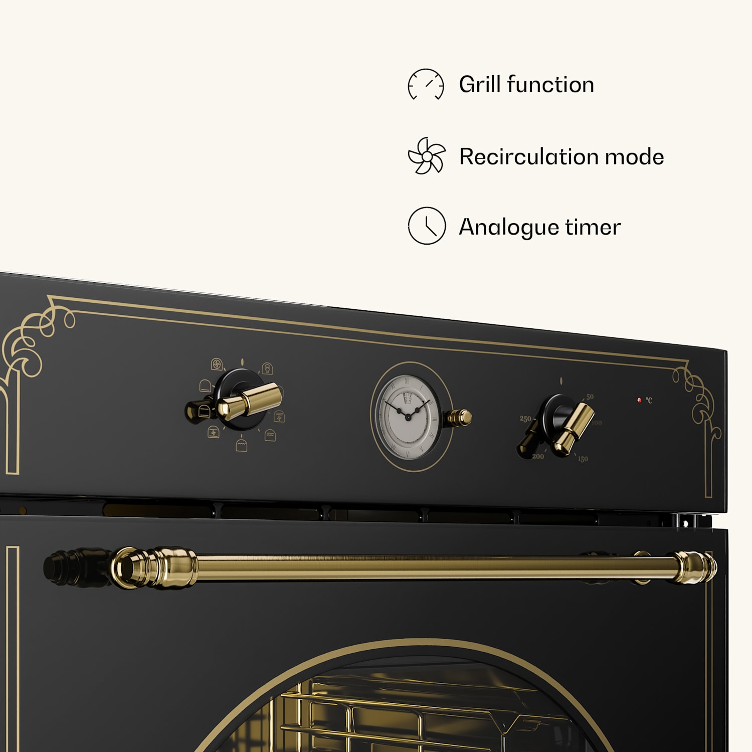 Victoria 60 Triple Set Gas | Gasinductiekookplaat | Oven | Afzuigkap 60 cm Gas | Zwart