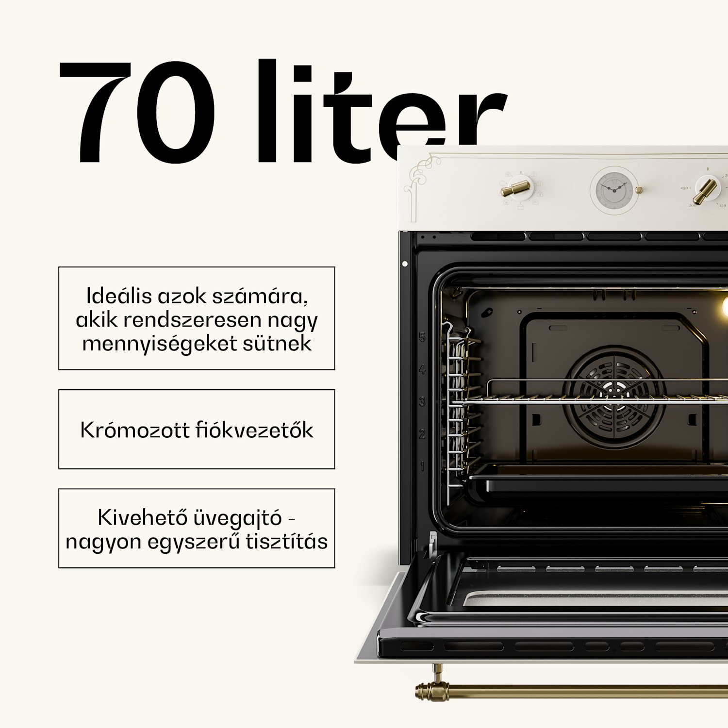 Victoria 60 Tripple Set gáz, gázfőzőlap, sütő, páraelszívó 60 cm Gáz | Vintage krém