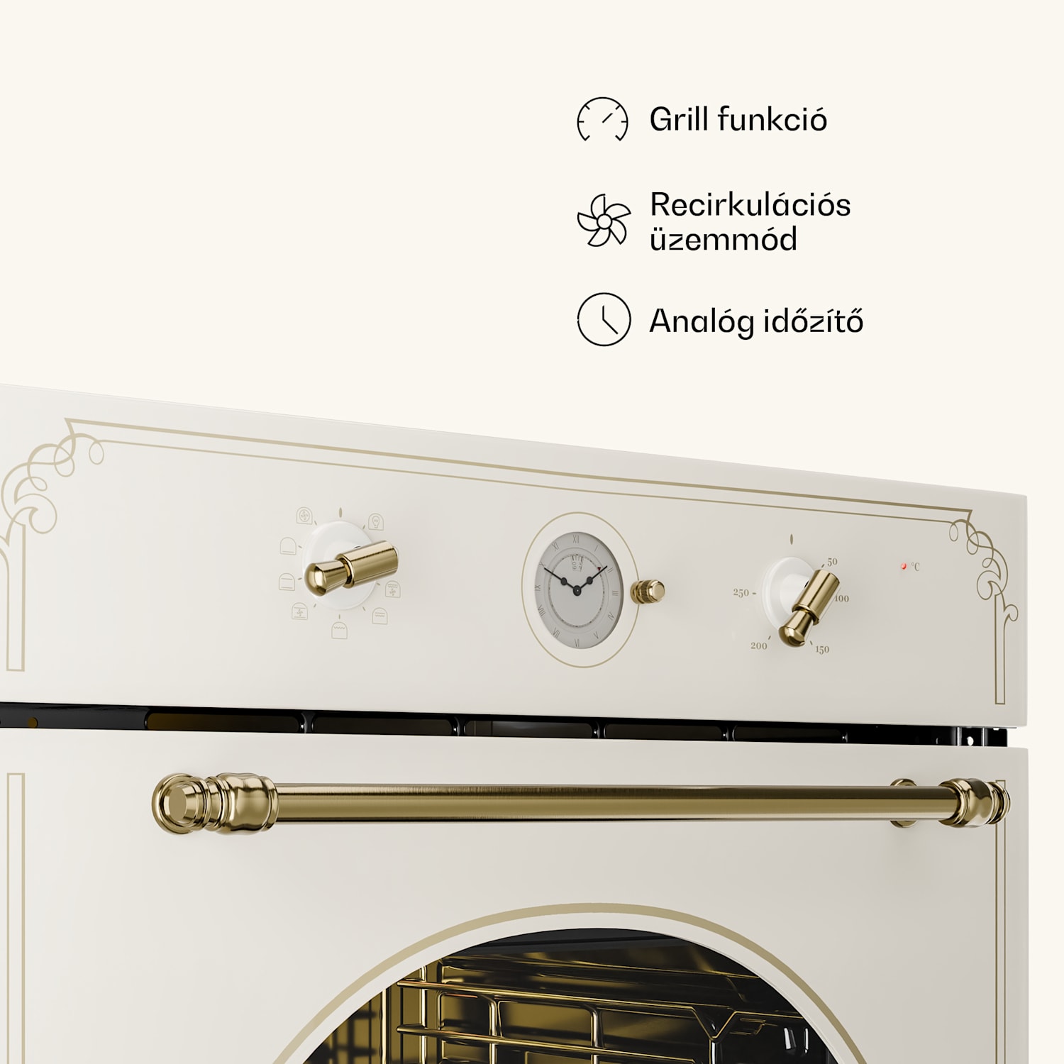 Victoria 60 Tripple Set gáz, gázfőzőlap, sütő, páraelszívó 60 cm Gáz | Vintage krém