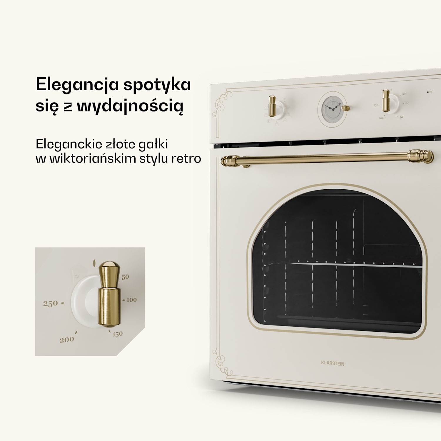 Victoria 60 Zestaw Trójfunkcyjny Gazowy, Gazowe pole grzewcze, Piekarnik, Okap Gaz 60 cm | Vintage Krem