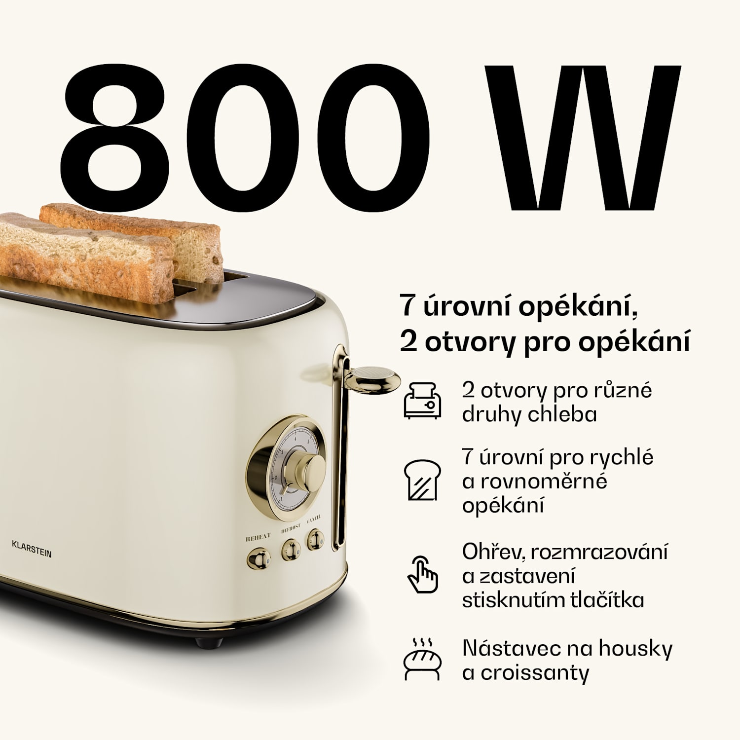 Victoria základní snídaňová souprava | 2štěrbinový toustovač a konvice Set_of_2 | Krémová