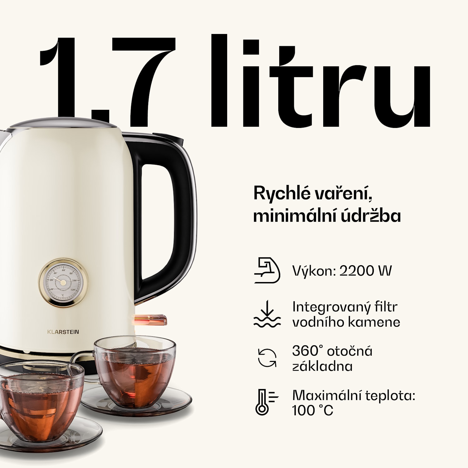 Victoria základní snídaňová souprava | 2štěrbinový toustovač a konvice Set_of_2 | Krémová