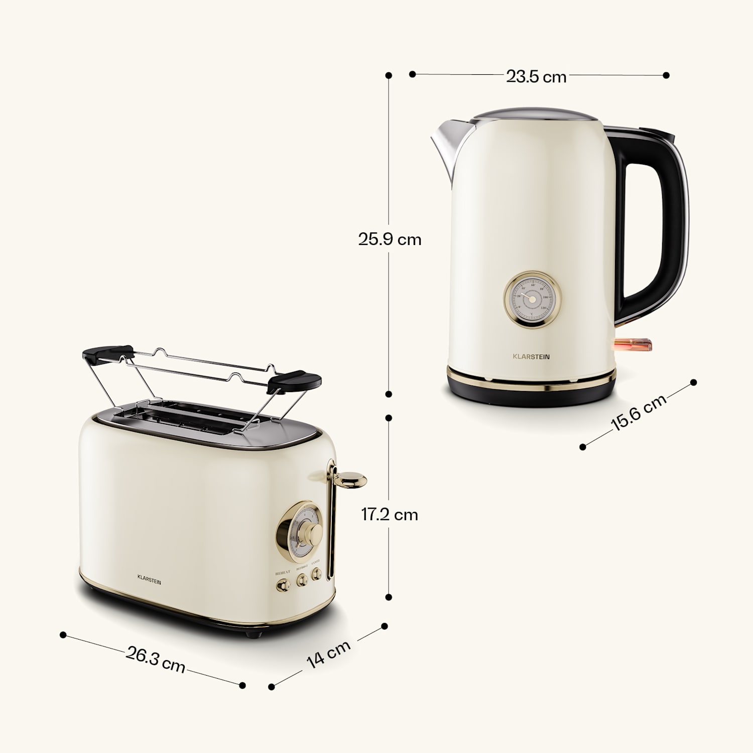 Victoria set básico de desayuno | Tostadora de 2 ranuras y hervidor | 800 W | 1,7 l 