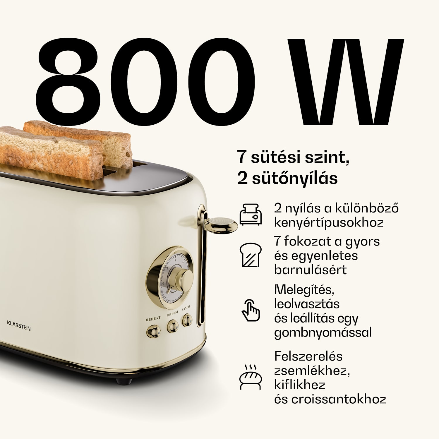 Victoria basic reggeliző szett | 2 rekeszes kenyérpirító és vízforraló Set_of_2 | Krém