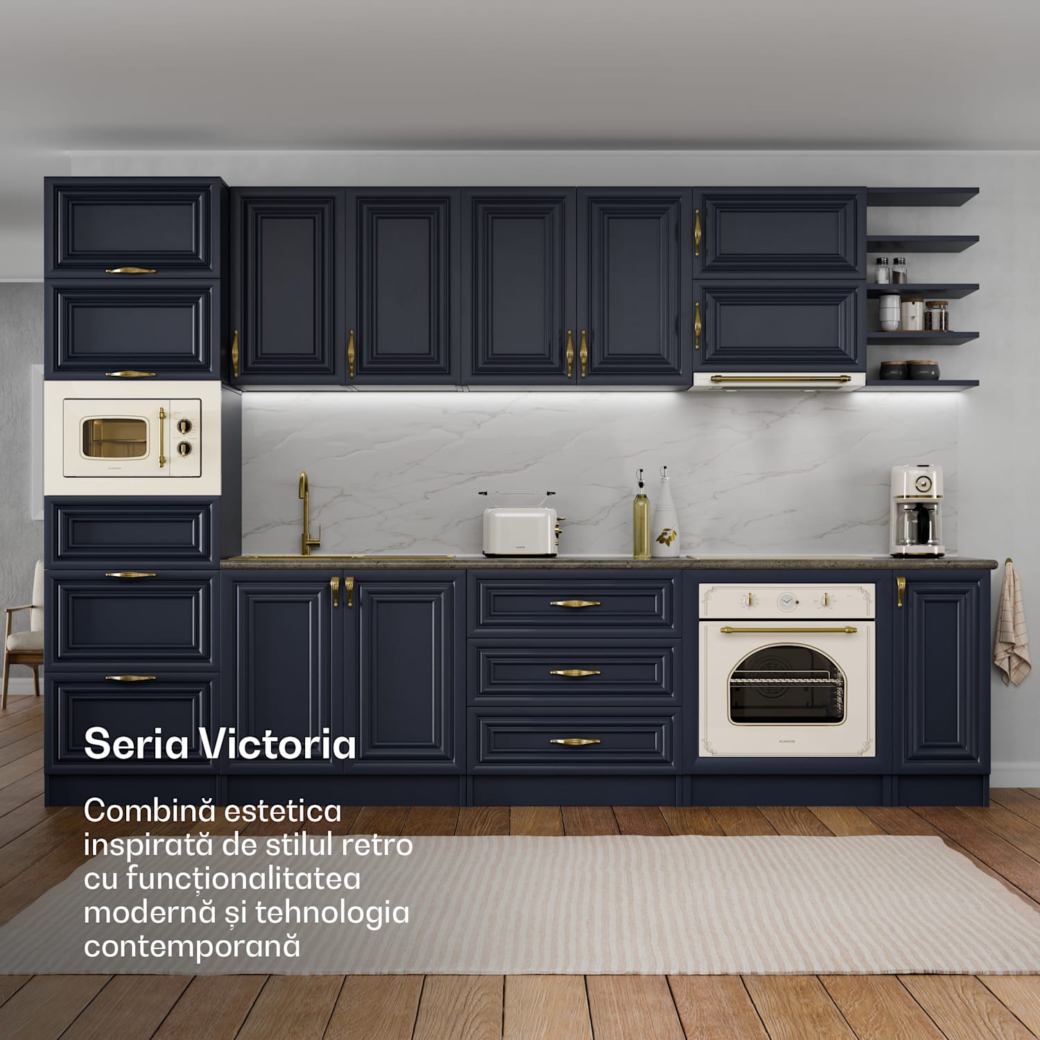 Set de mic dejun Victoria | Prăjitor de pâine cu 2 fante și ceainic Set_of_2 | Crem