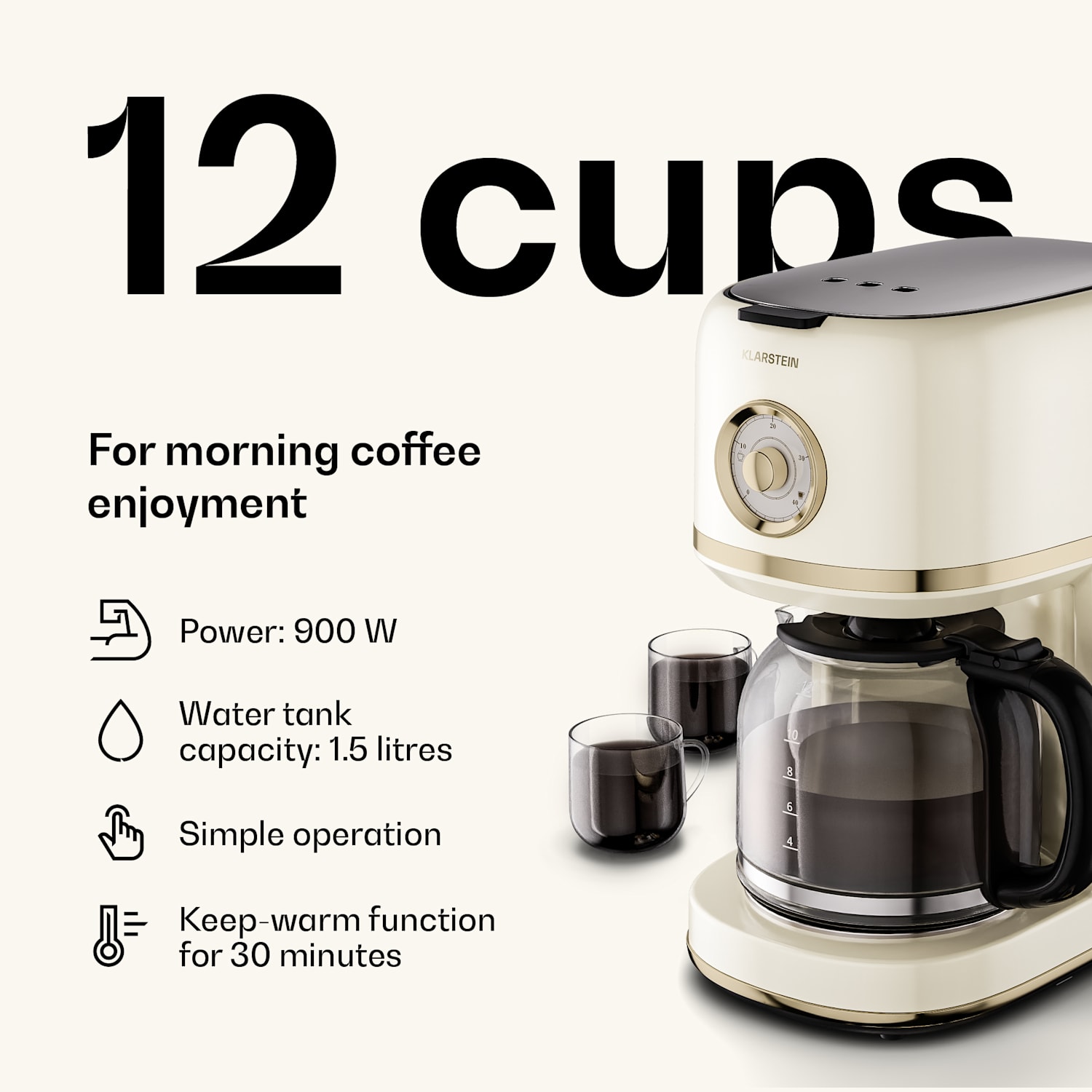 Victoria breakfast set | Toaster, kettle, coffee machine | 12 cups 