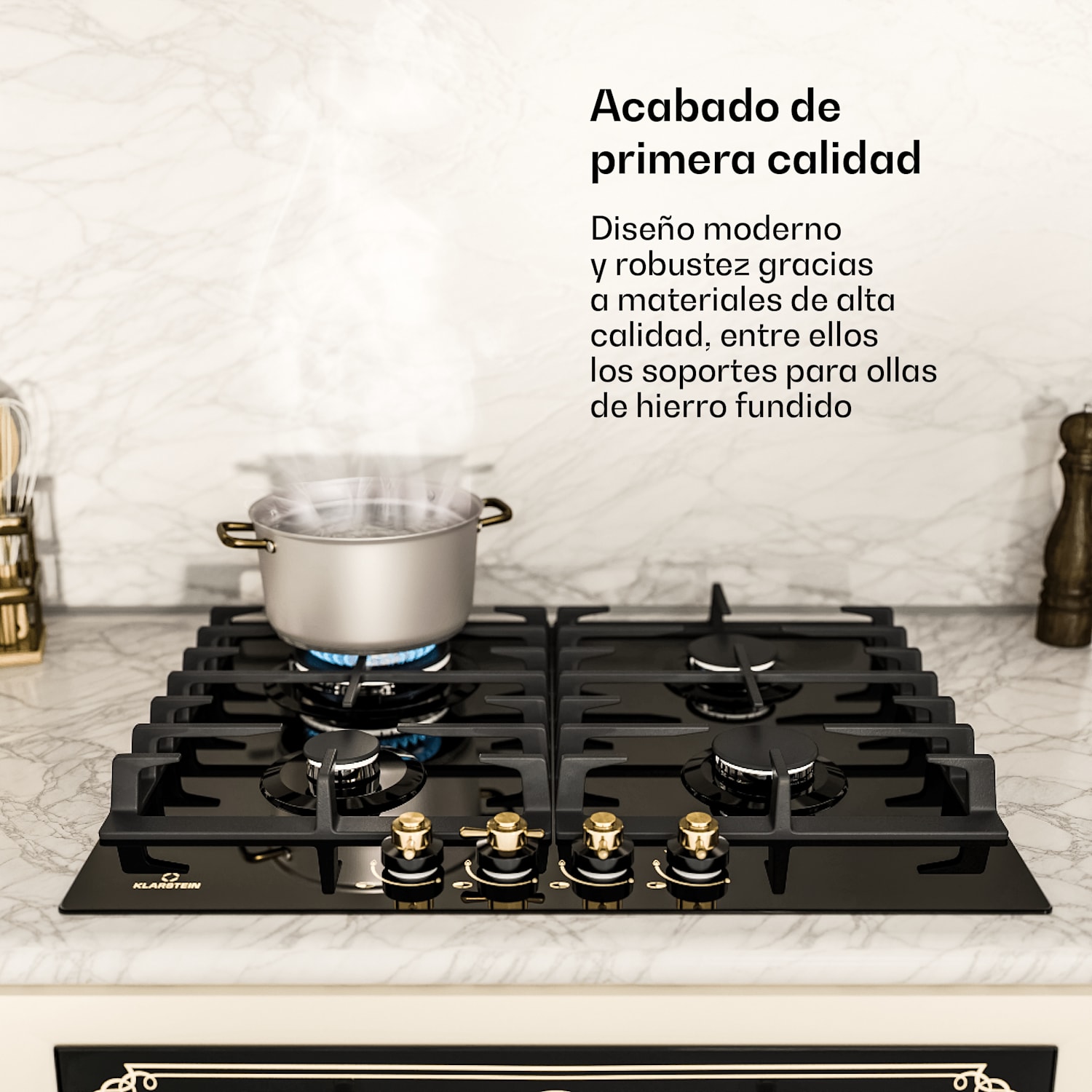 Victoria 60 Duo Set Gas | Placa de gas | Campana extractora Gas de 60 cm. | Negro
