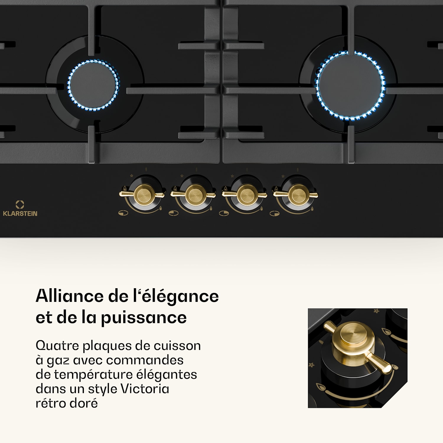 Victoria 60 Duo Set Gas | Gasfornuis | Afzuigkap 60 cm Gas | Zwart