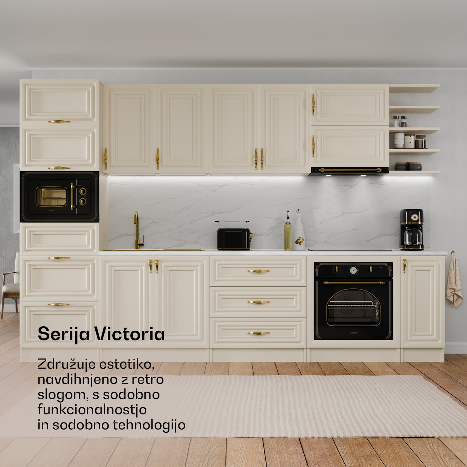 Victoria osnovni set za zajtrk opekač kruha z 2 režama in grelnik vode 2er-Set | Črna