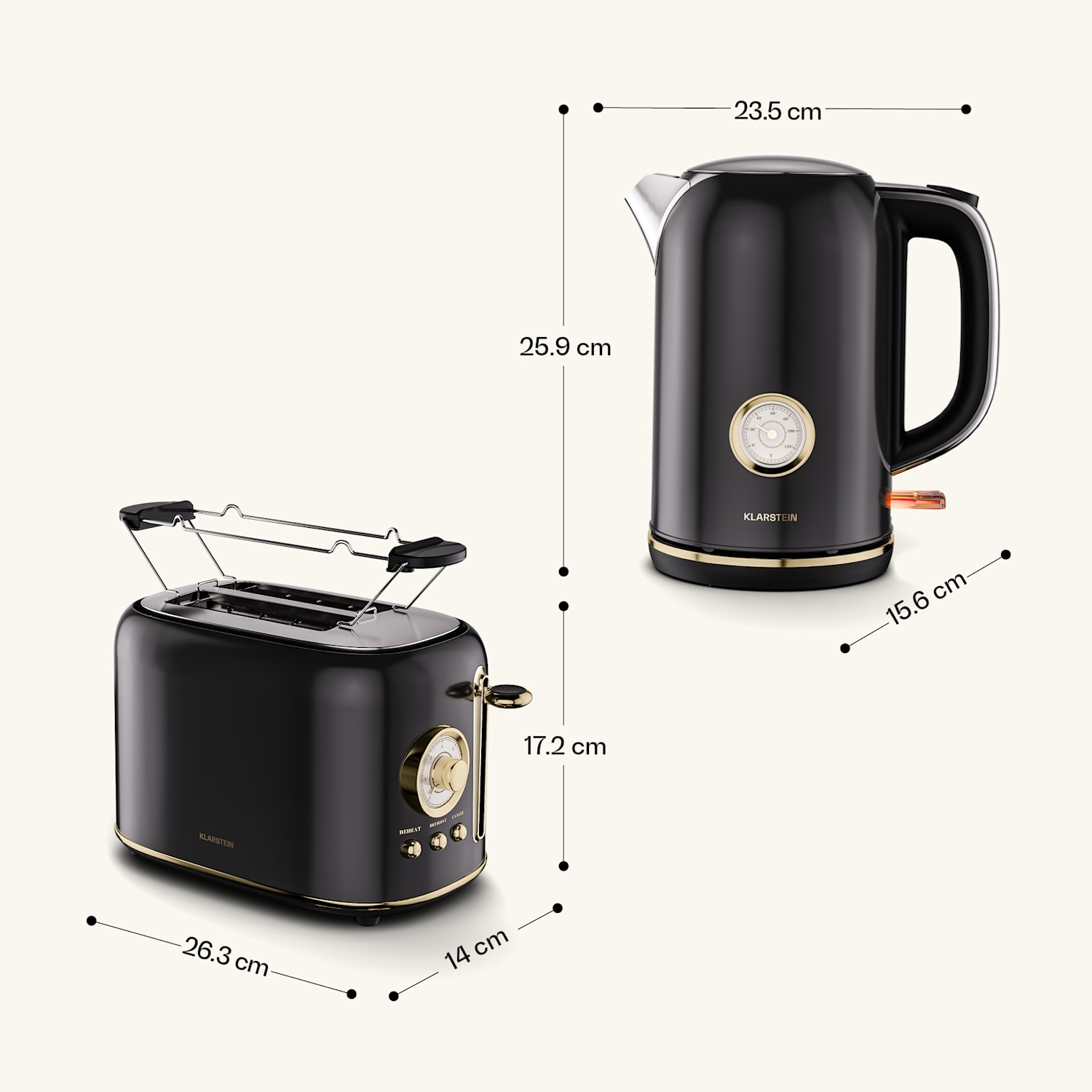 Victoria Basic Breakfast Set | 2-Slot Toaster & Kettle 