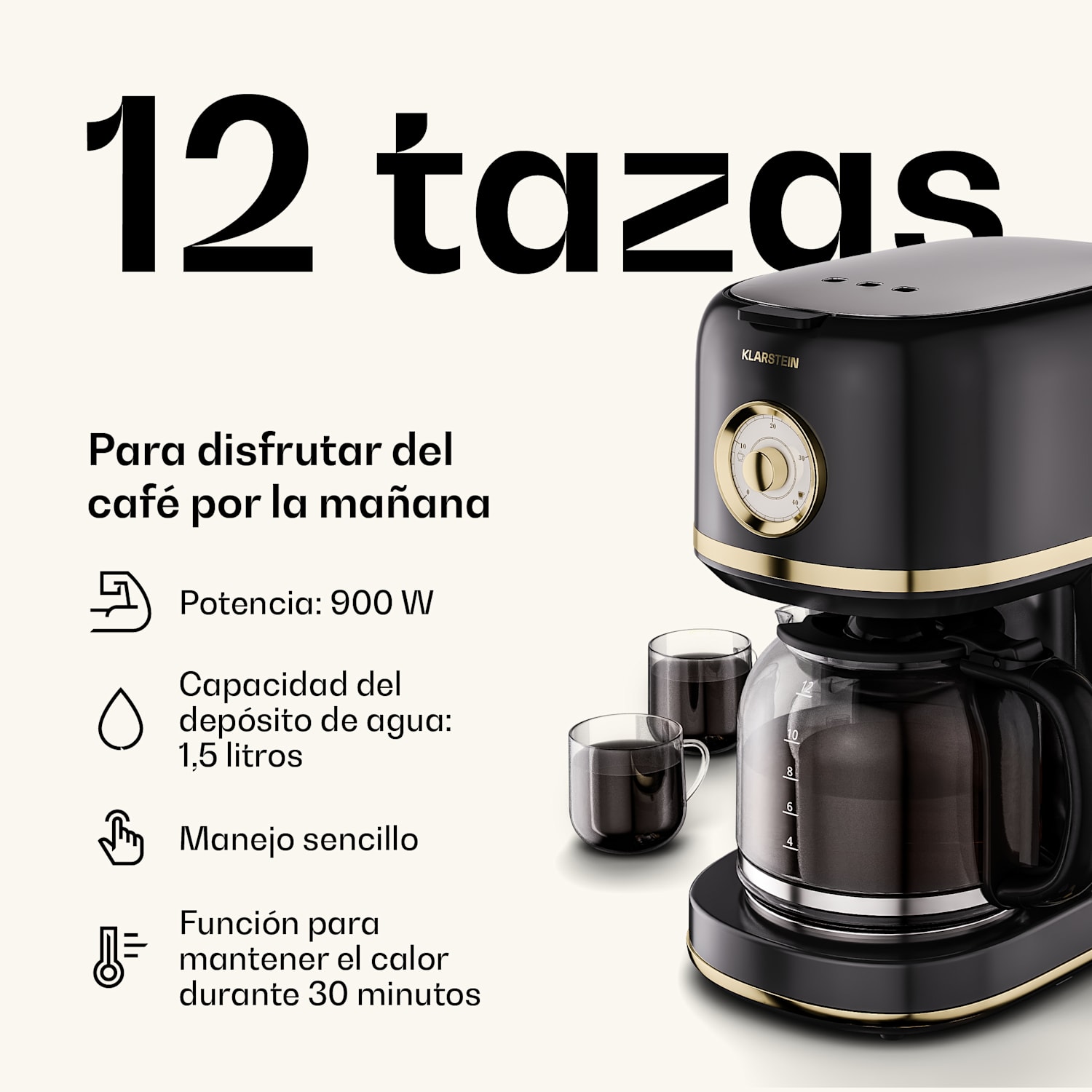 Set de desayuno Victoria | Tostadora, hervidor, cafetera | 12 tazas 