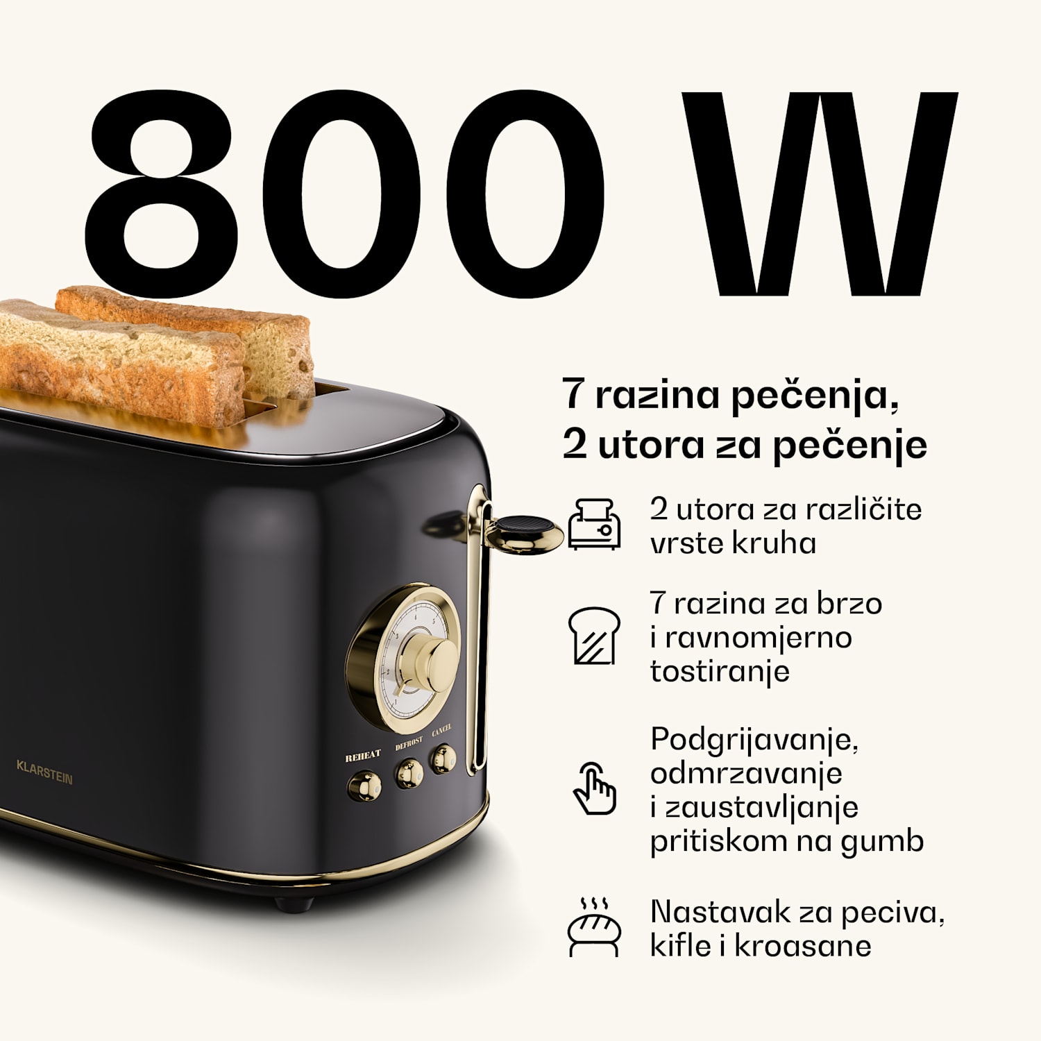 Victoria set za doručak, toster, kuhalo za vodu i aparat za kavu 3er-Set | Crna