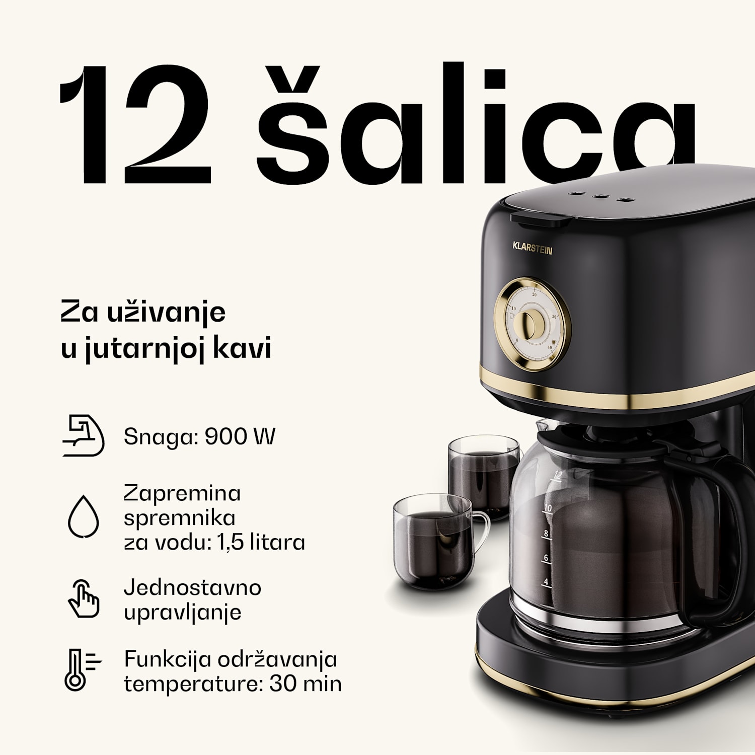 Victoria set za doručak, toster, kuhalo za vodu i aparat za kavu 3er-Set | Crna