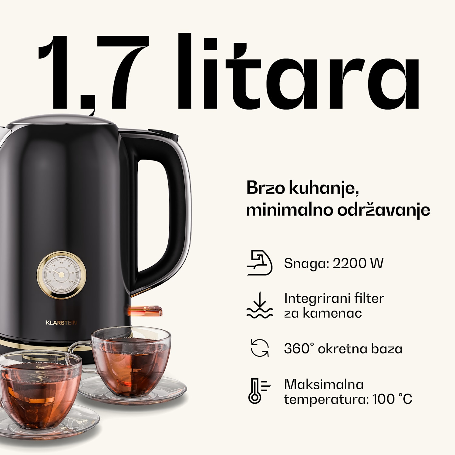 Victoria set za doručak, toster, kuhalo za vodu i aparat za kavu 3er-Set | Crna