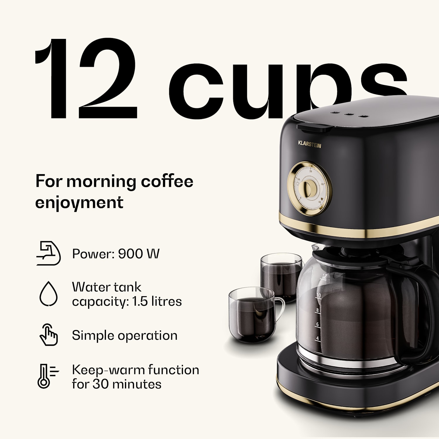 Victoria breakfast set | Toaster, kettle, coffee machine | 12 cups 