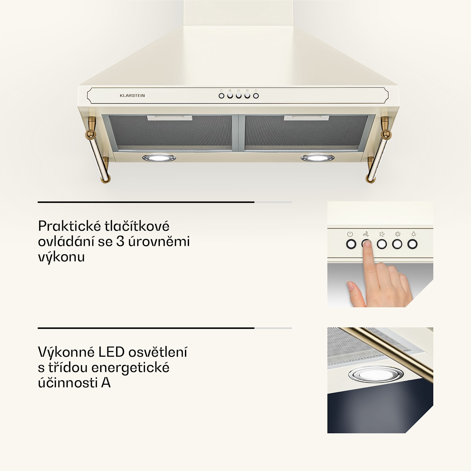 Victoria 60 Duo Set plyn, Plynné varné desky, Dřezová digestoř 60 cm Plyn | Vintage krémová