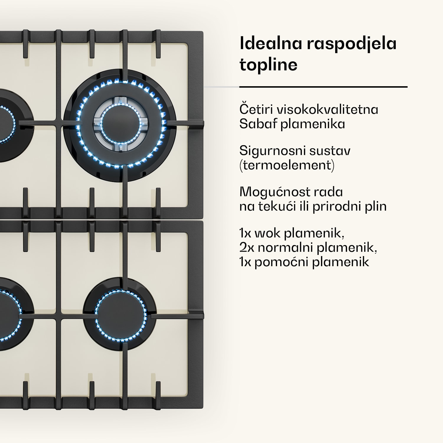 Victoria 60 Duo Set plin, Plinsko kuhalo, Napa za kuhanje 60 cm Plin | Vintage kremasta