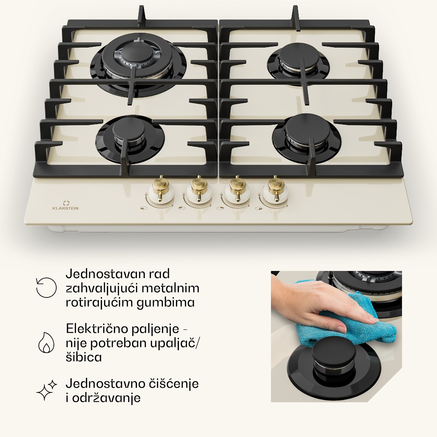 Victoria 60 Duo Set plin, Plinsko kuhalo, Napa za kuhanje 60 cm Plin | Vintage kremasta