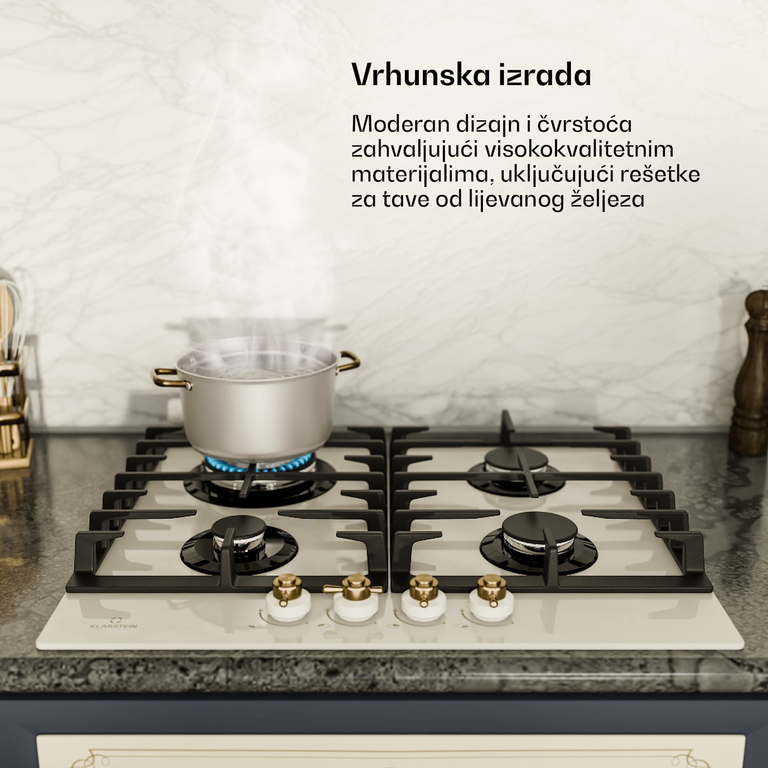 Victoria 60 Duo Set plin, Plinsko kuhalo, Napa za kuhanje 60 cm Plin | Vintage kremasta