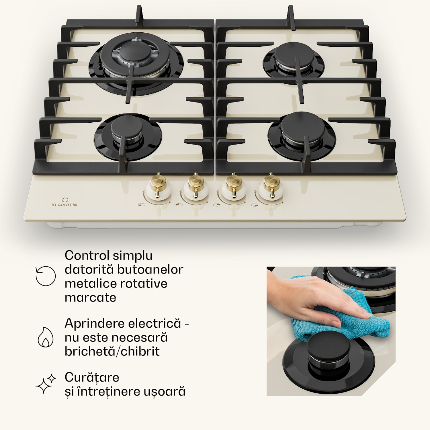 Victoria 60 Duo Set Gaz, Plită pe gaz, Hotă de extracție 60 cm Gaz | Cremă de epocă