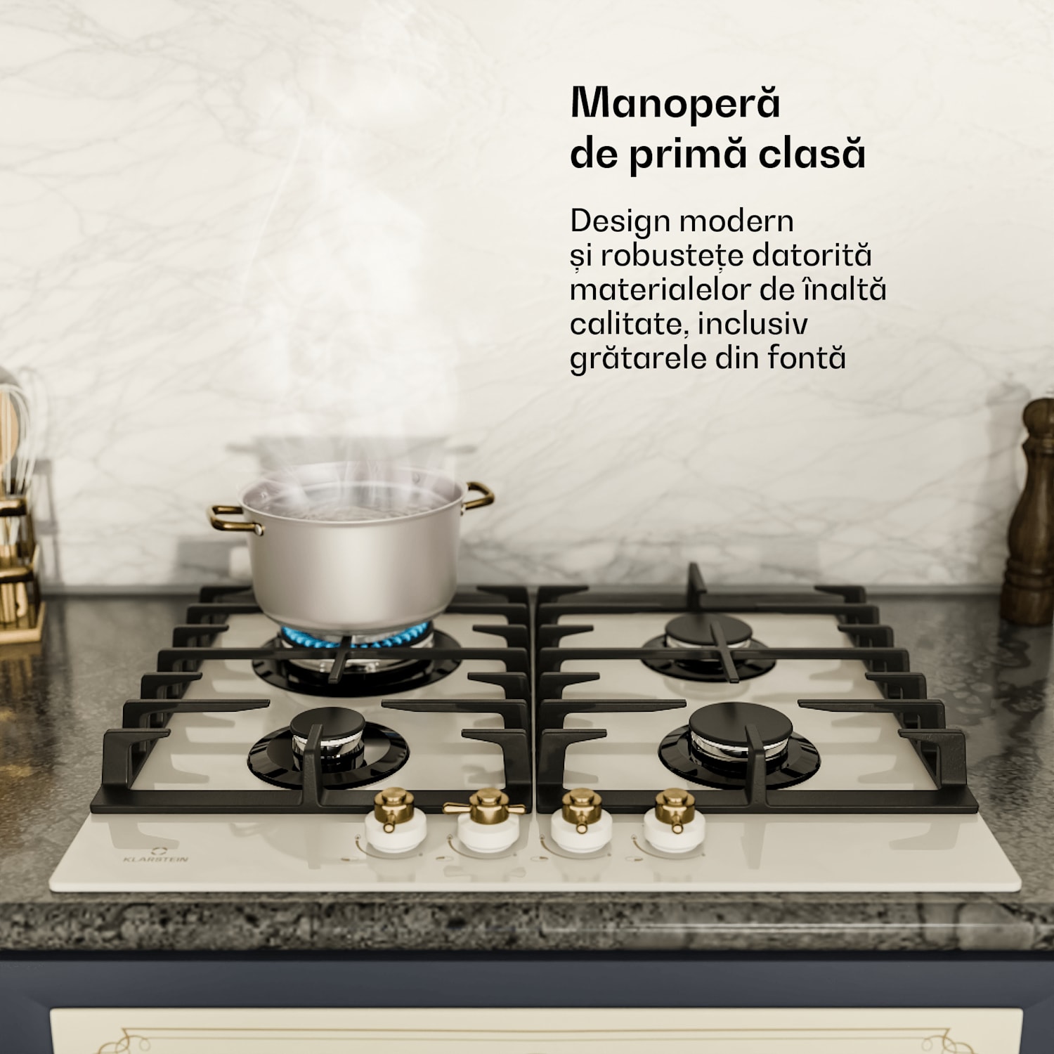 Victoria 60 Duo Set Gaz, Plită pe gaz, Hotă de extracție 60 cm Gaz | Cremă de epocă