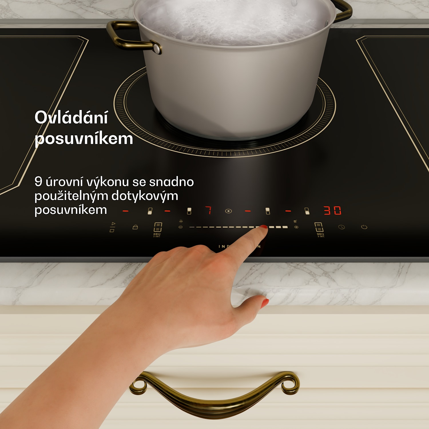 Victoria 90 Duo Set indukce, 90 cm, indukční varná deska, digestoř Indukce 90 cm | Černá