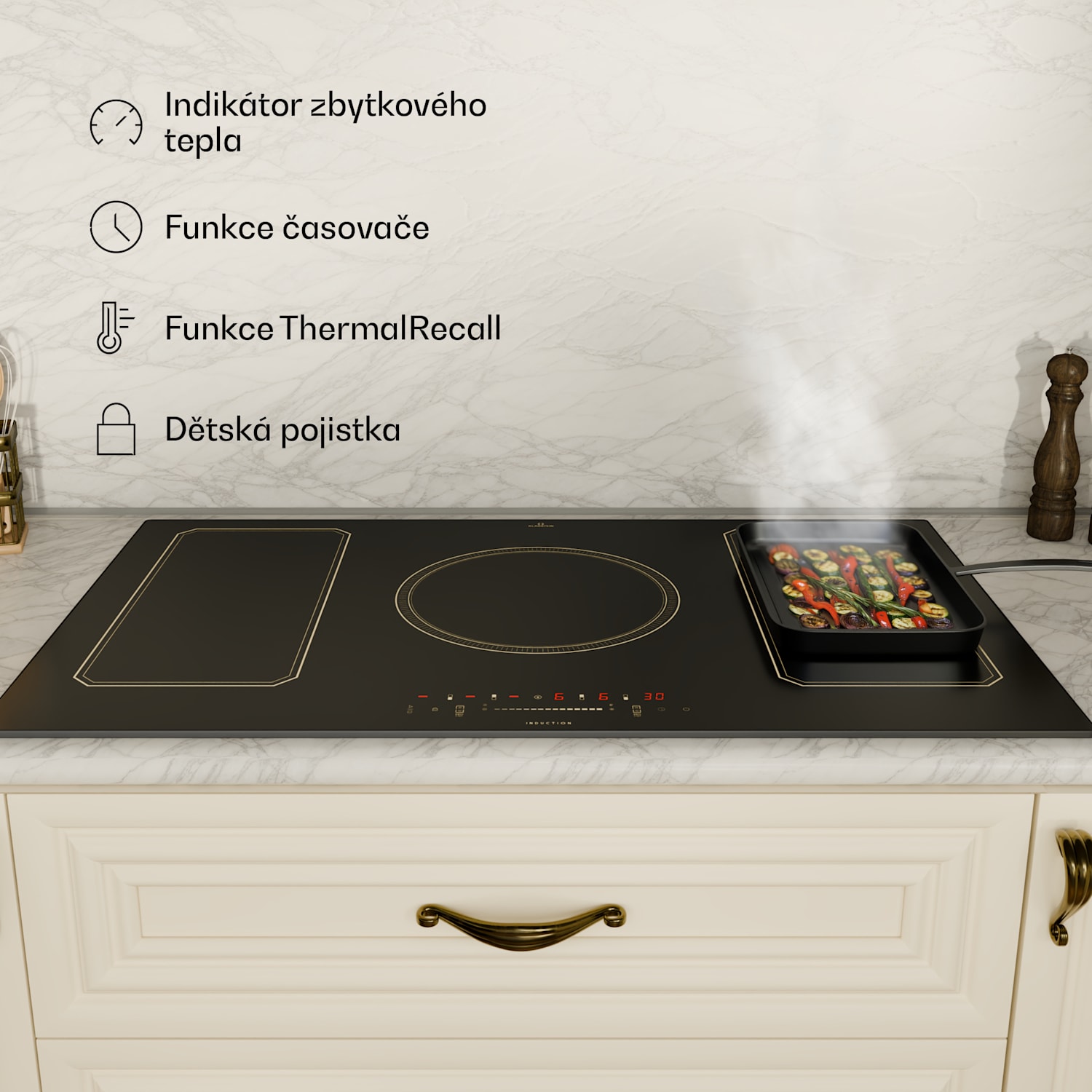 Victoria 90 Duo Set indukce, 90 cm, indukční varná deska, digestoř Indukce 90 cm | Černá