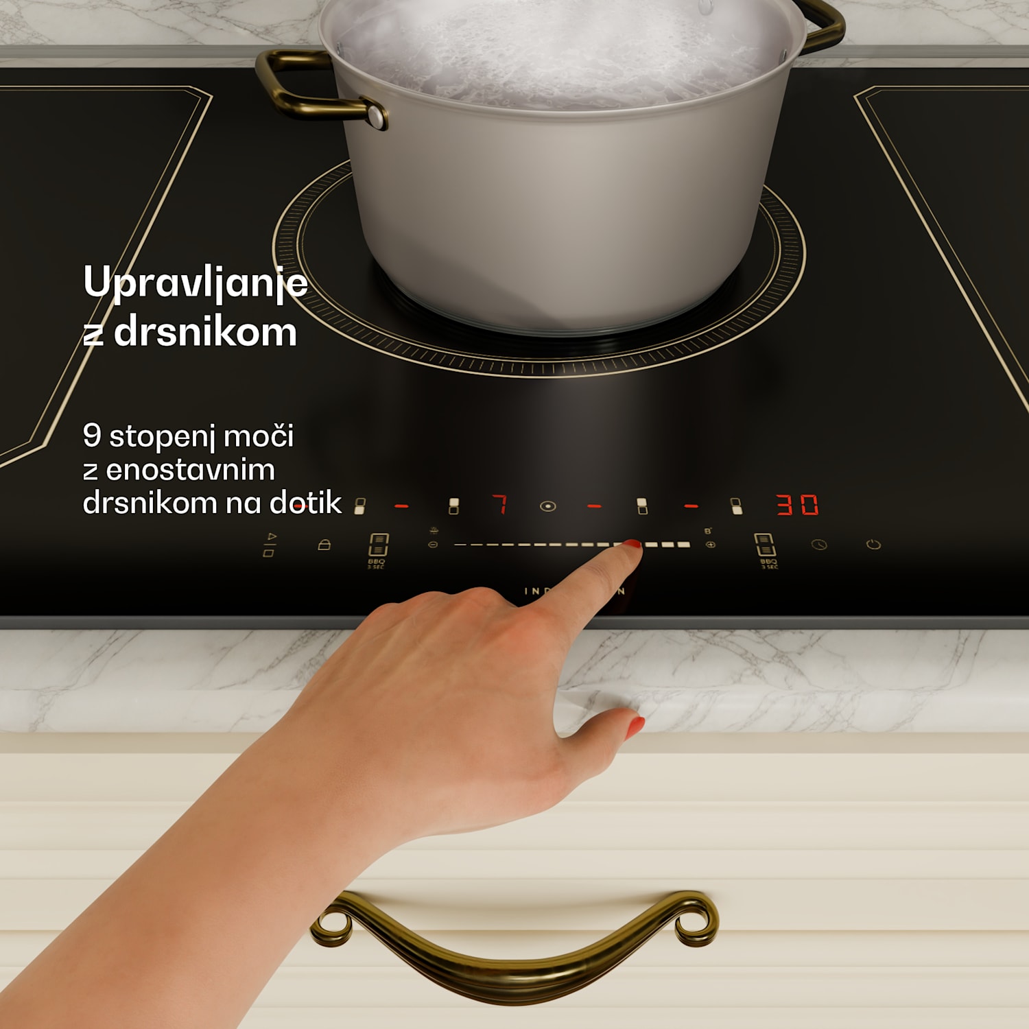 Victoria 90 Duo Set indukcija, 90 cm, indukcijska kuhalna plošča, napa 90 cm Indukcija | Črna