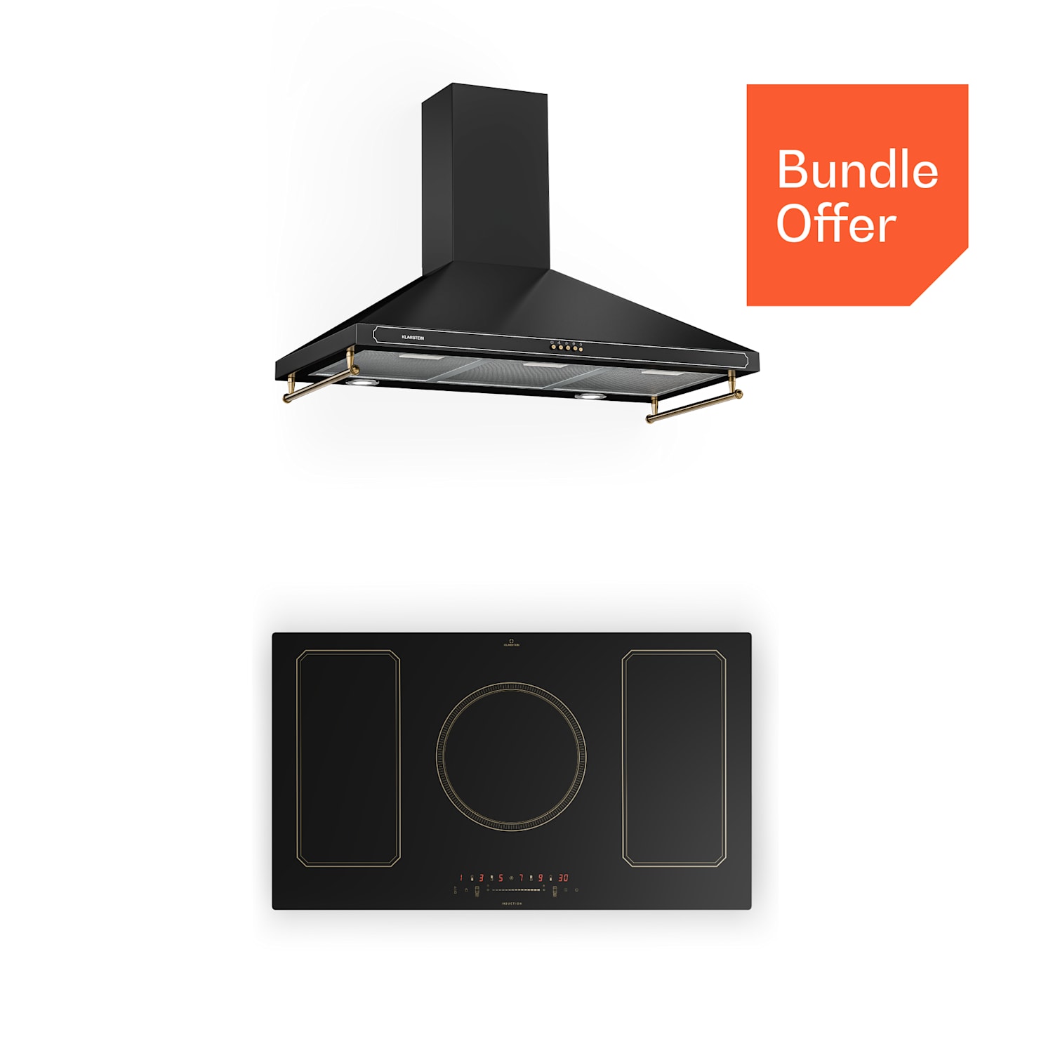 Victoria 90 Duo set inductie | 90 cm | inductiekookplaat | afzuigkap 90 cm Inductie | Zwart